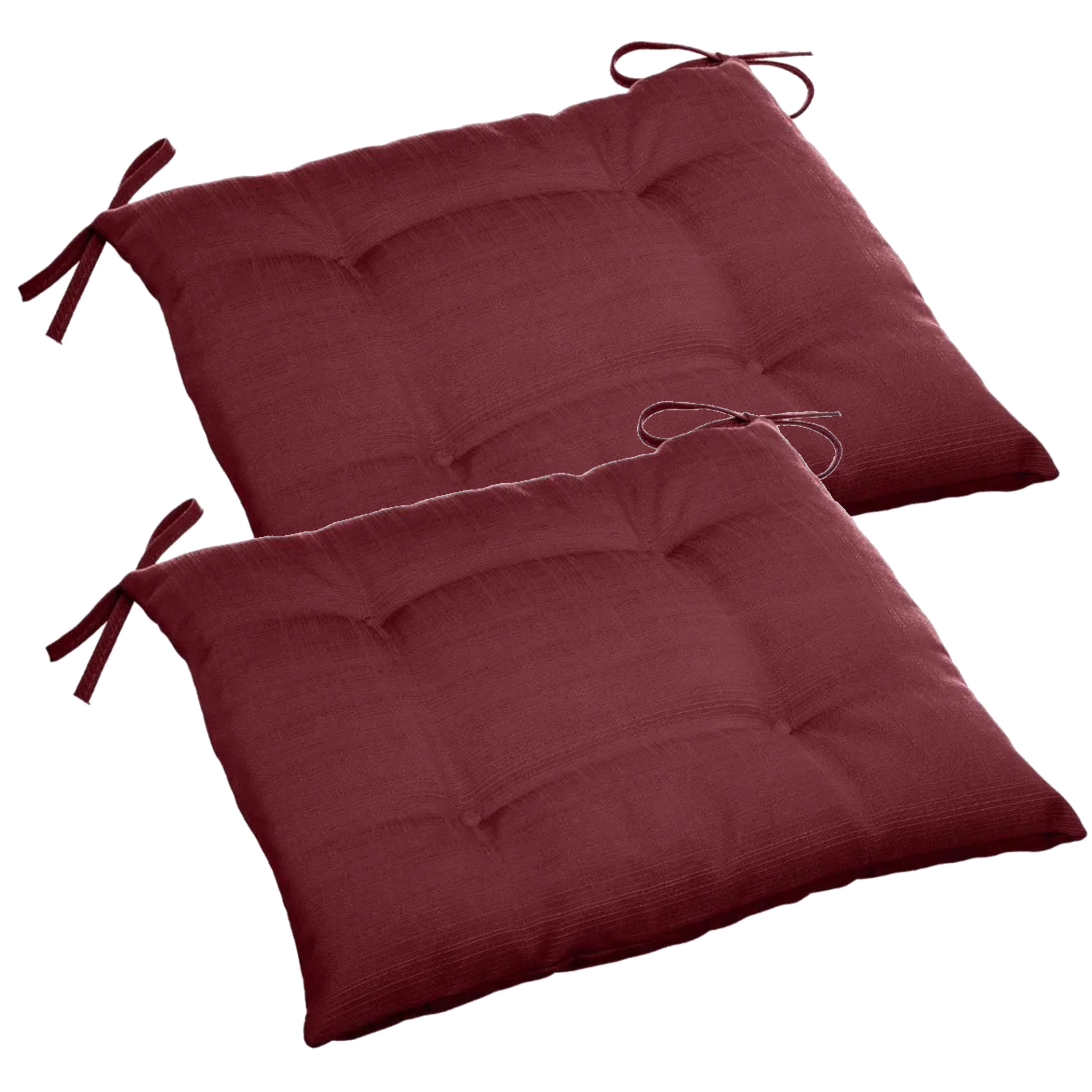 Set van 6x stuks stoelkussens voor binnen en buiten in de kleur bordeaux rood 40 x 40 x 4 cm