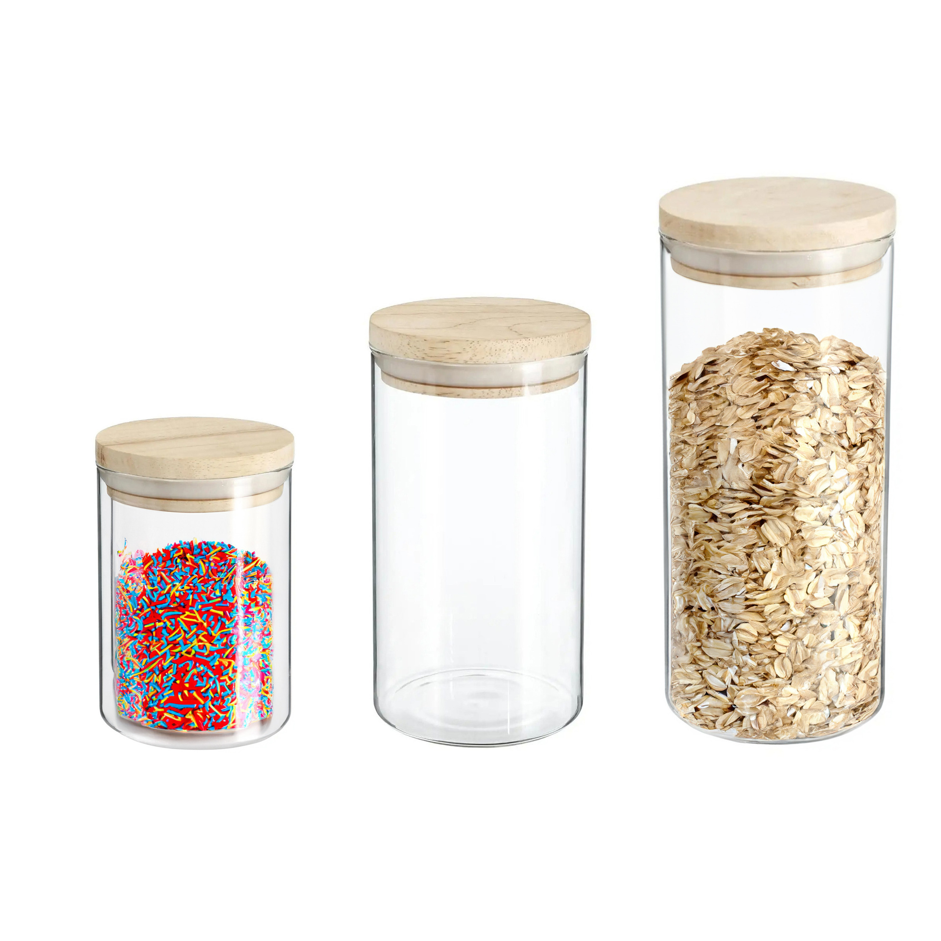 Set van 8x keuken voorraadbussen-potten glas 0.6-1.0-1.3 Liter inhoud