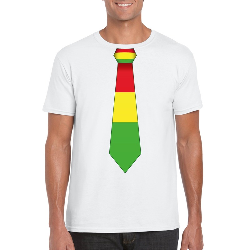 Shirt met rood-geel-groene Limburg stropdas wit heren