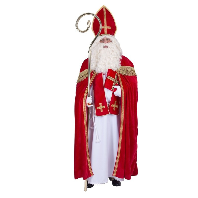 Sinterklaas kostuum inclusief kruis ketting met rode steen