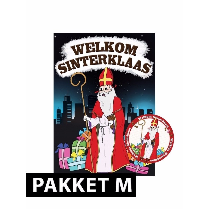 Sinterklaas thema deurposter en 75 onderzetters