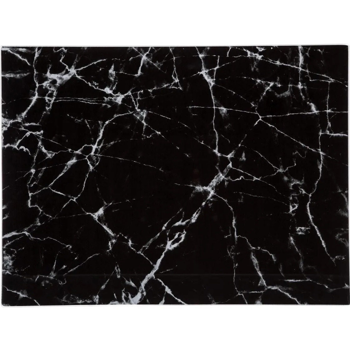 Snijplank rechthoek zwart met marmer print 40 x 30 cm van glas
