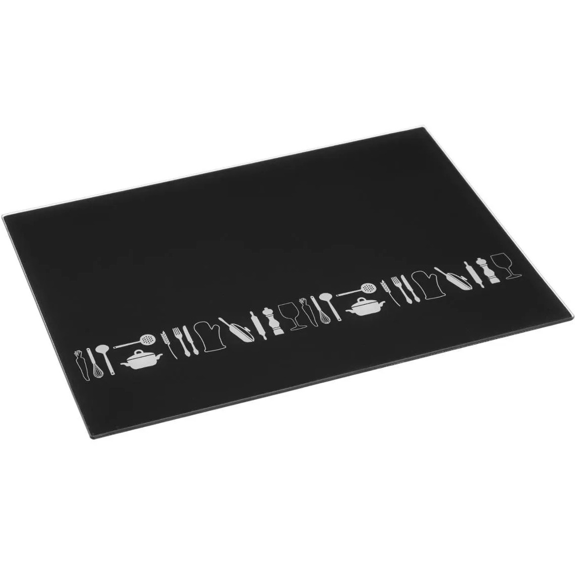 Snijplank rechthoek zwart met print 40 x 30 cm van glas