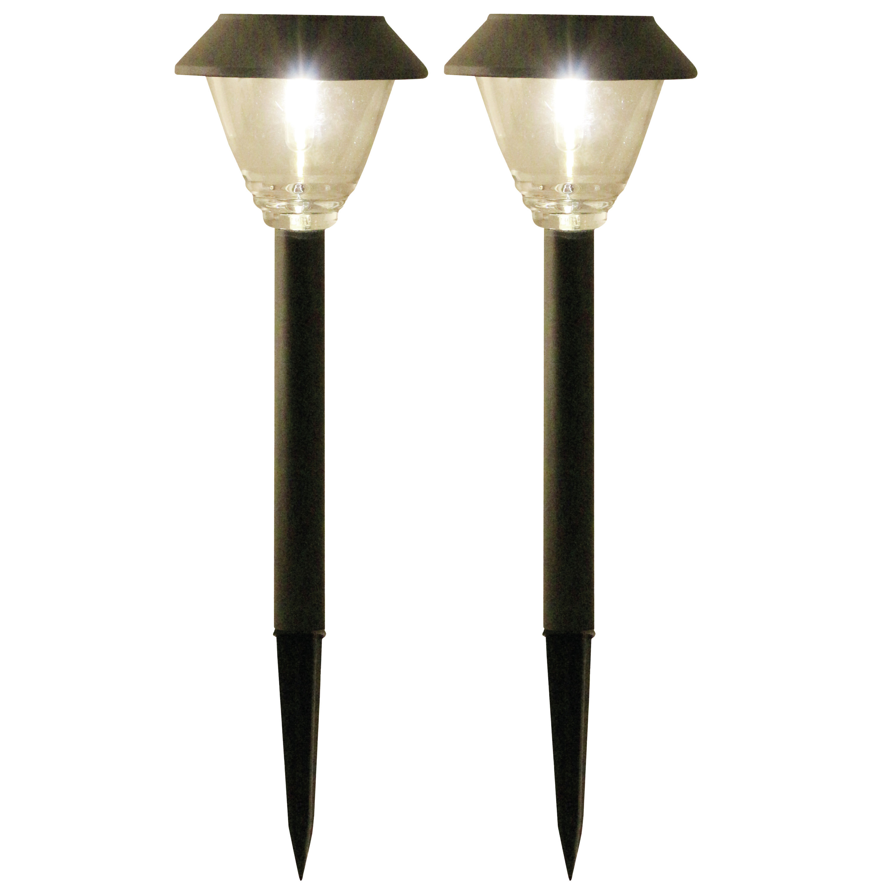 Solar tuinlamp 2x antraciet grijs LED Softtone effect oplaadbaar D11,5 x H40 cm