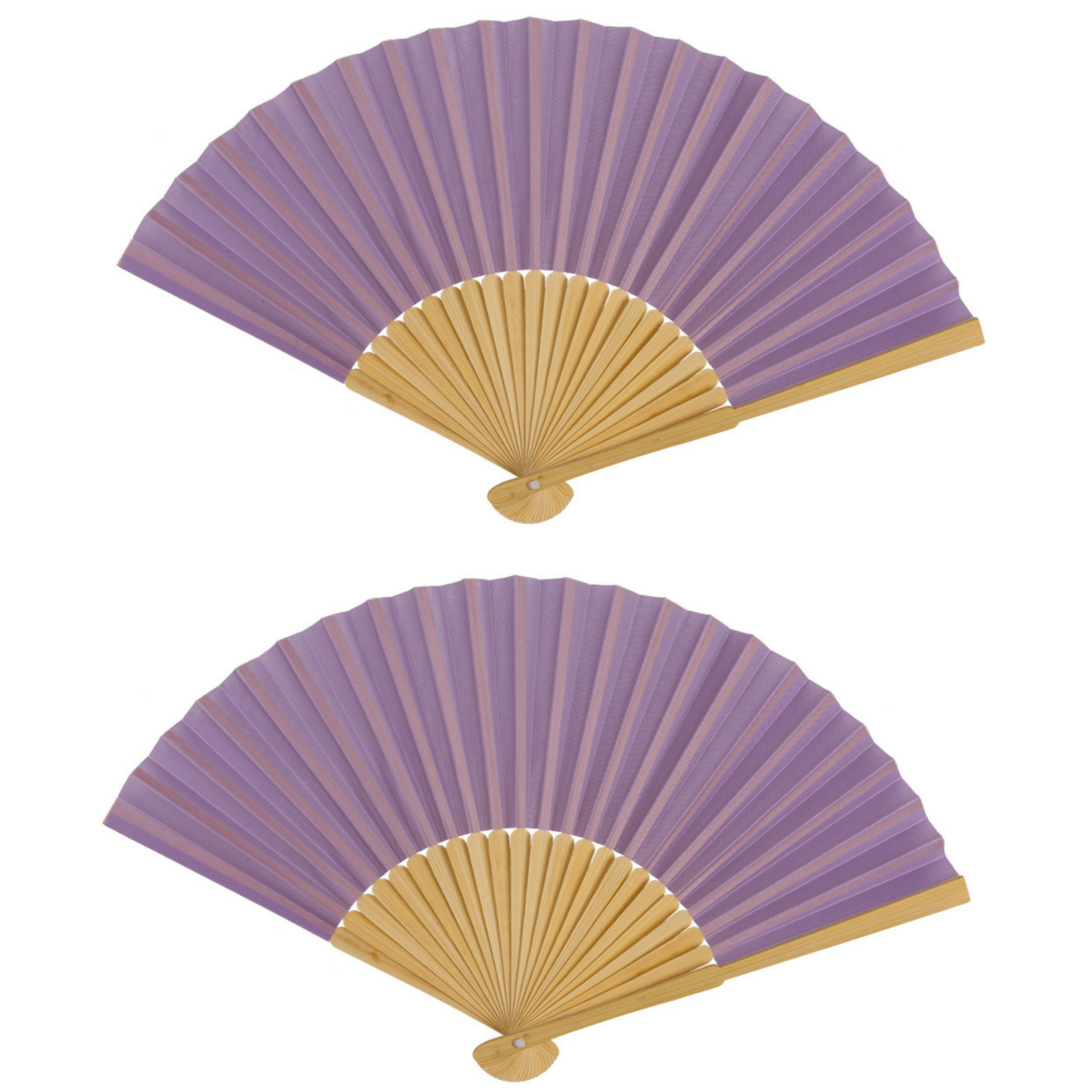 Spaanse handwaaier 2x special colours lavendel bamboe-papier 21 cm