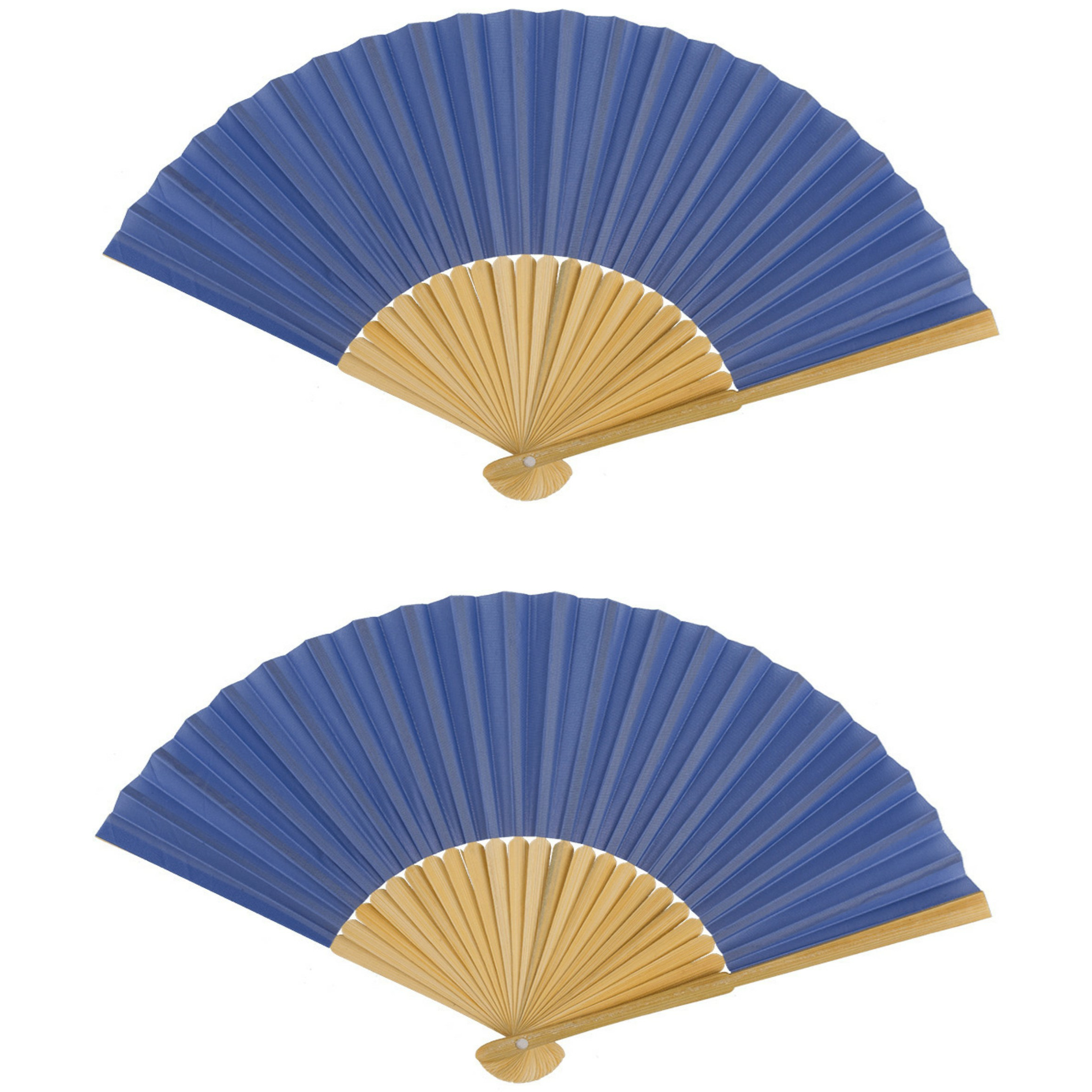 Spaanse handwaaier 2x special colours staalblauw bamboe-papier 21 cm