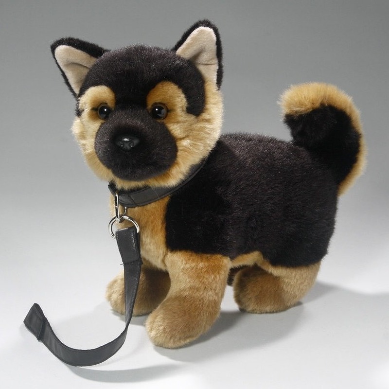 Speelgoed Duitse Herder puppy-hondje knuffel aan lijn 25 cm