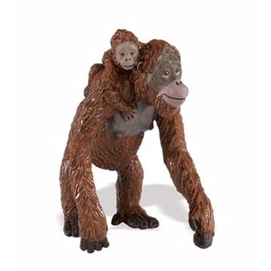Speelgoed nep Orang Oetan aap met baby 9 cm