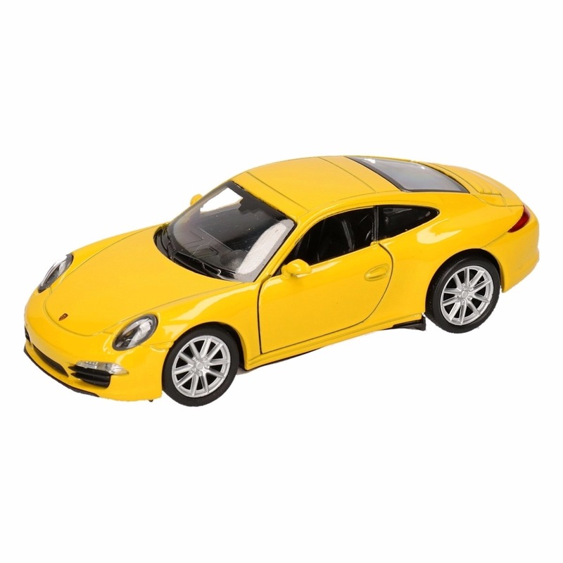 Speelgoed Porsche 911 Carrera S geel Welly autootje 1:36