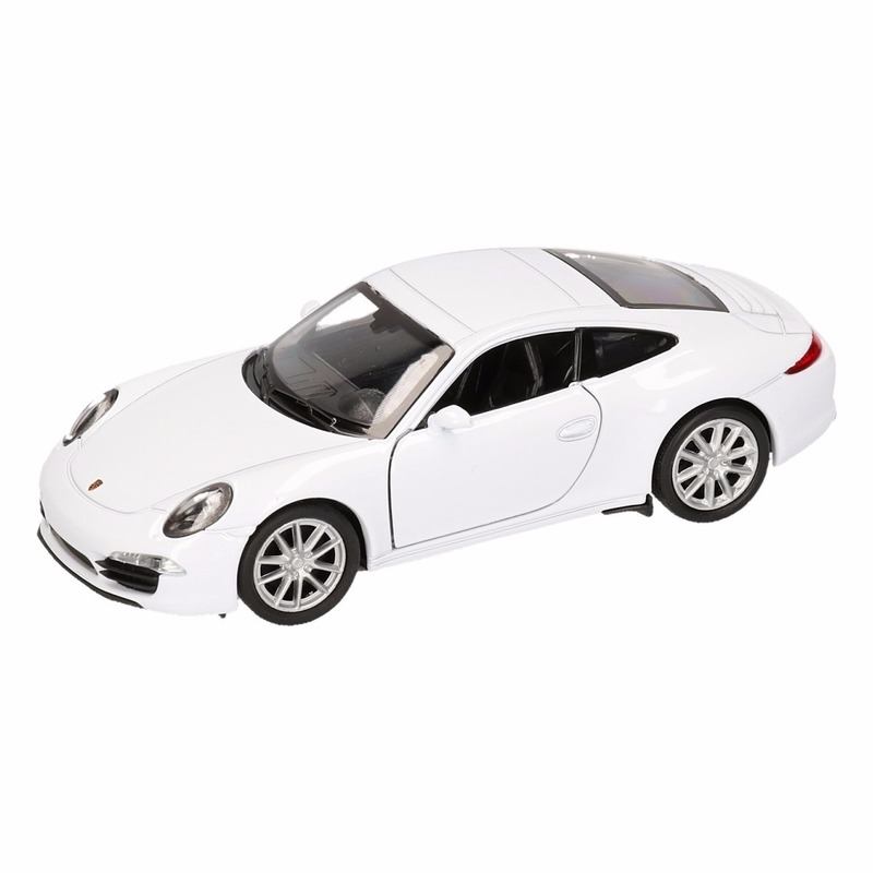 Speelgoed Porsche 911 Carrera S wit Welly autootje 1:36