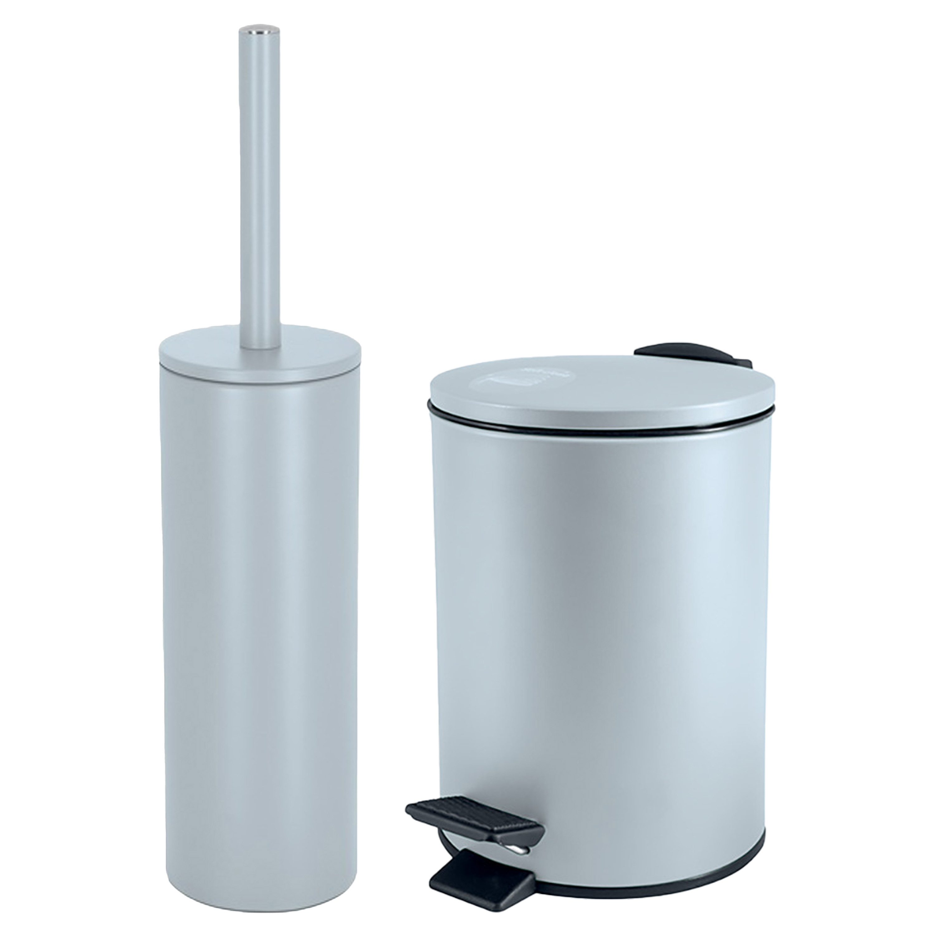 Spirella Badkamer-toilet accessoires set toiletborstel en pedaalemmer 3L metaal ijsblauw