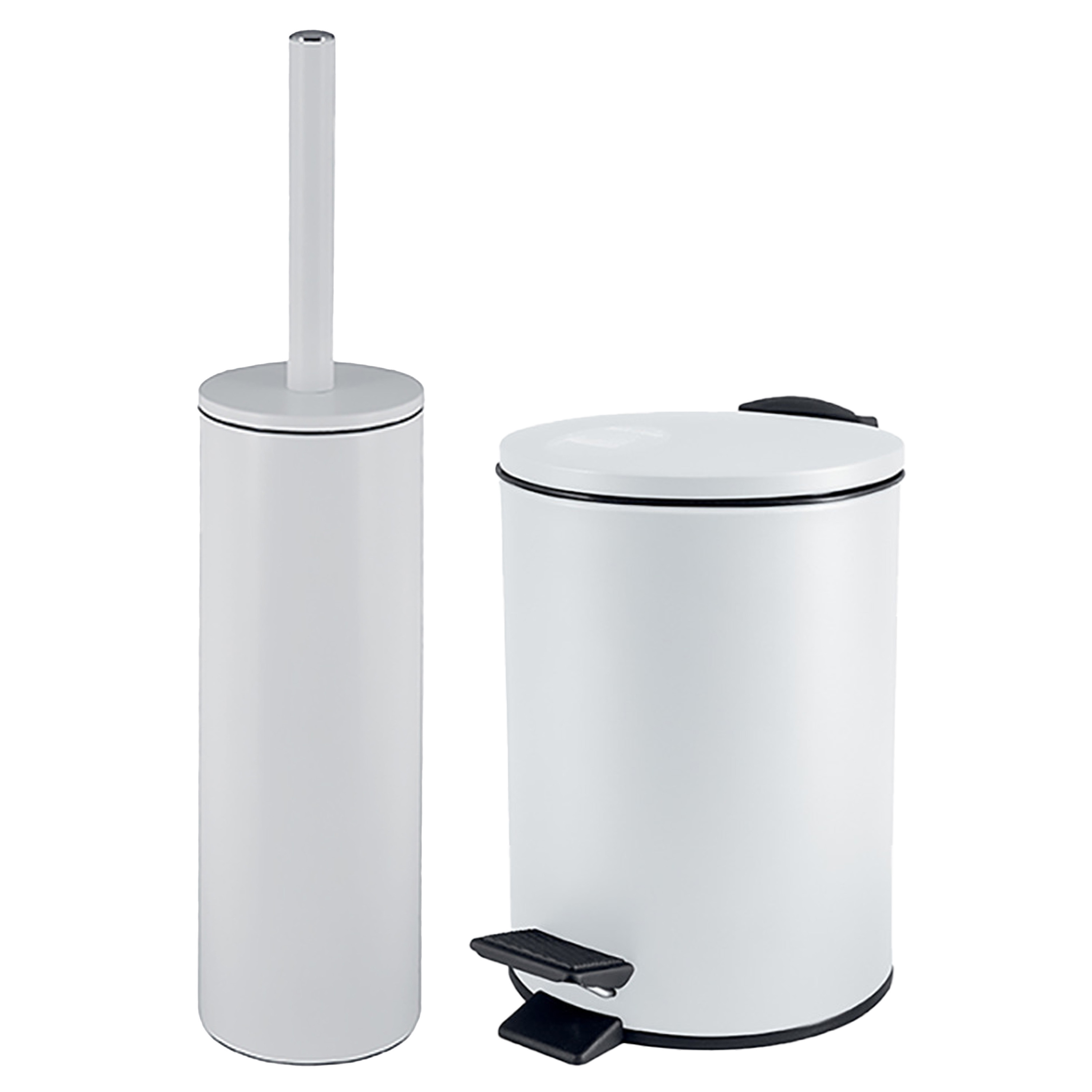 Spirella Badkamer-toilet accessoires set toiletborstel en pedaalemmer 5L metaal ivoor wit