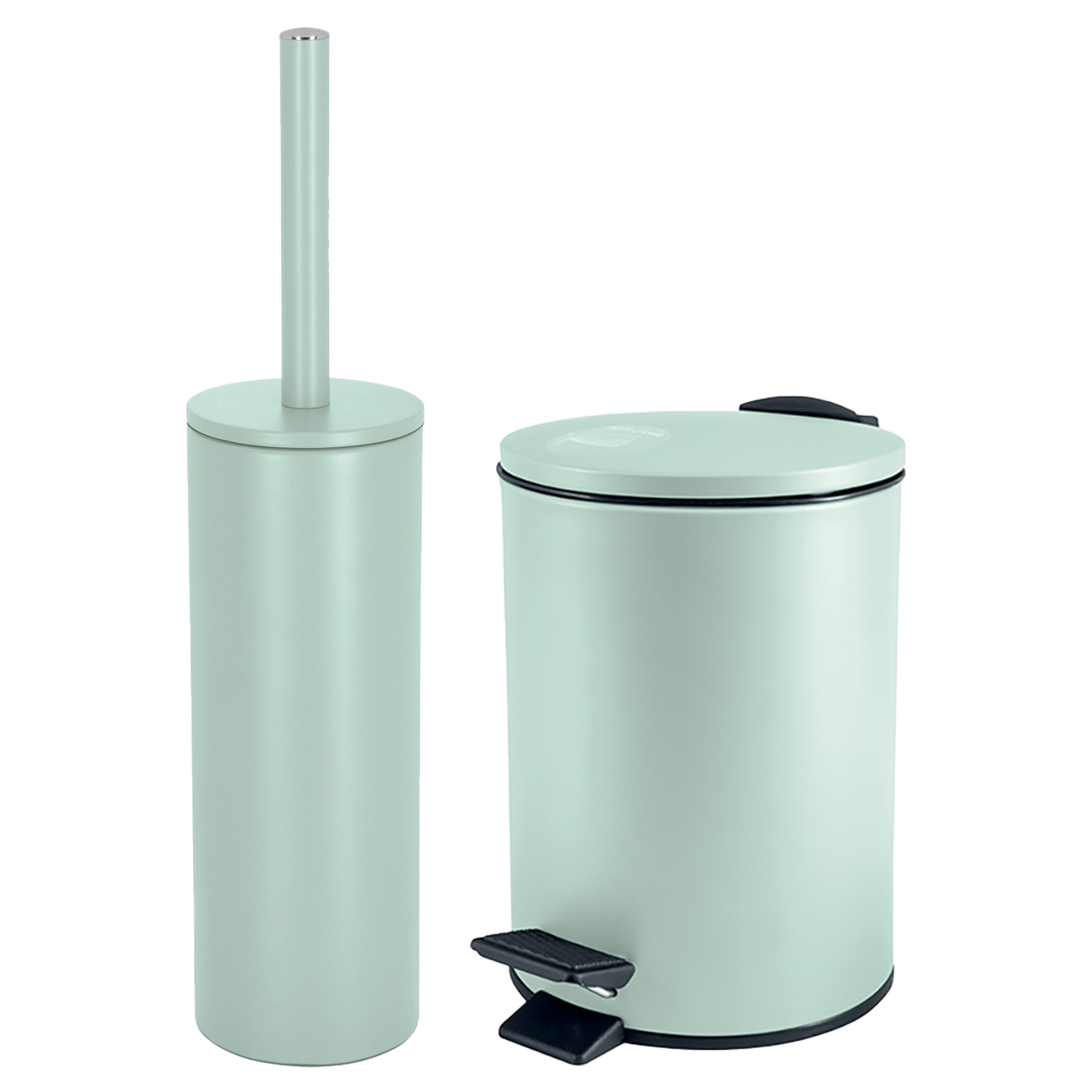 Spirella Badkamer-toilet accessoires set toiletborstel en pedaalemmer 5L metaal mintgroen