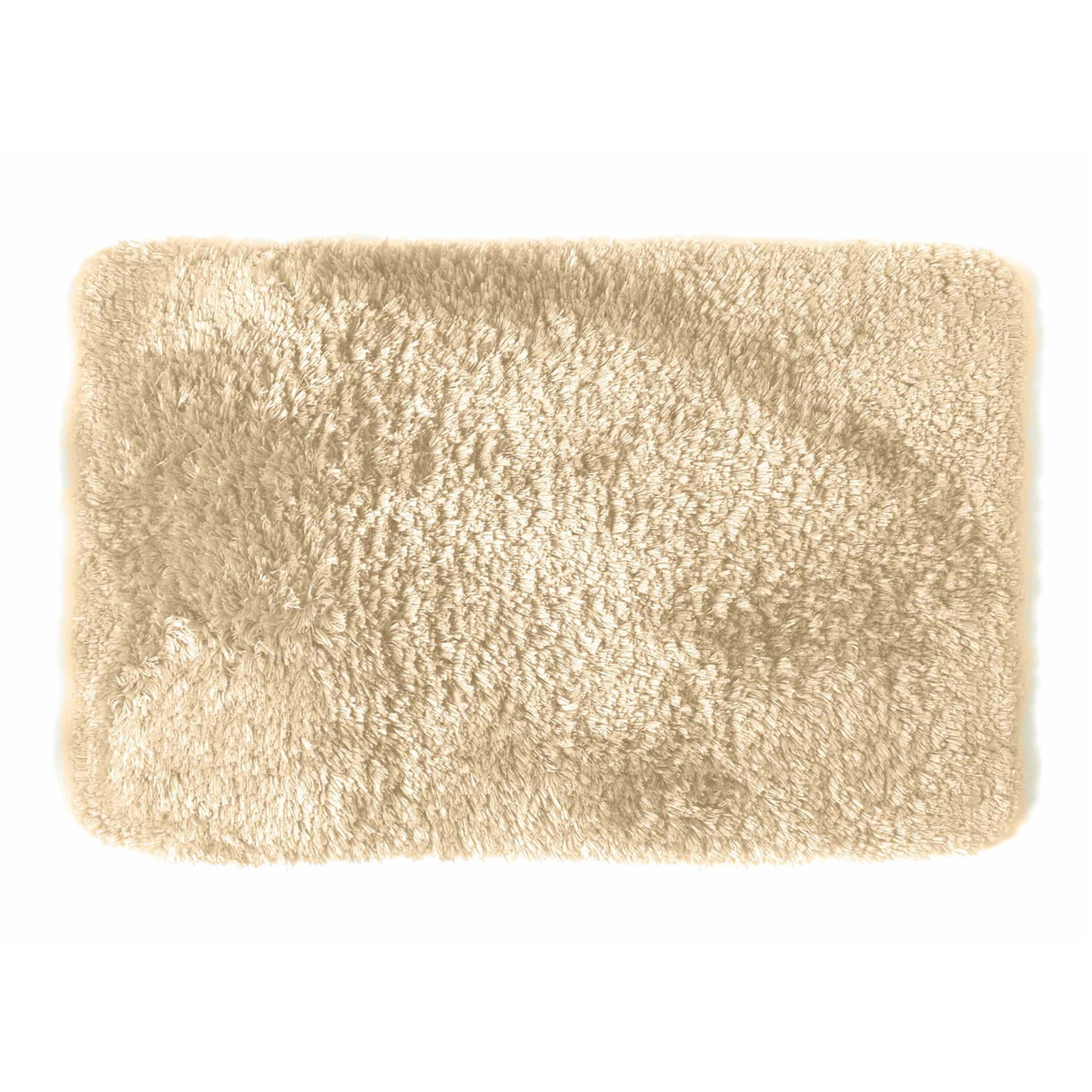 Spirella badkamer vloer kleedje-badmat tapijt hoogpolig en luxe uitvoering beige 40 x 60 cm Microfib
