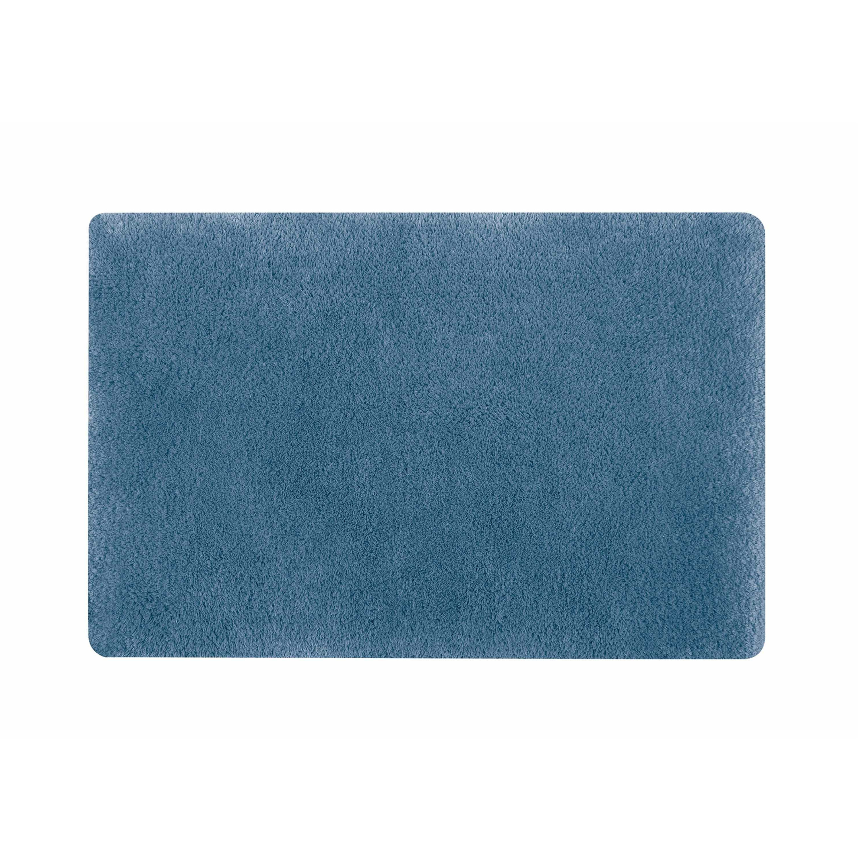 Spirella badkamer vloer kleedje-badmat tapijt hoogpolig en luxe uitvoering blauw 60 x 90 cm Microfib