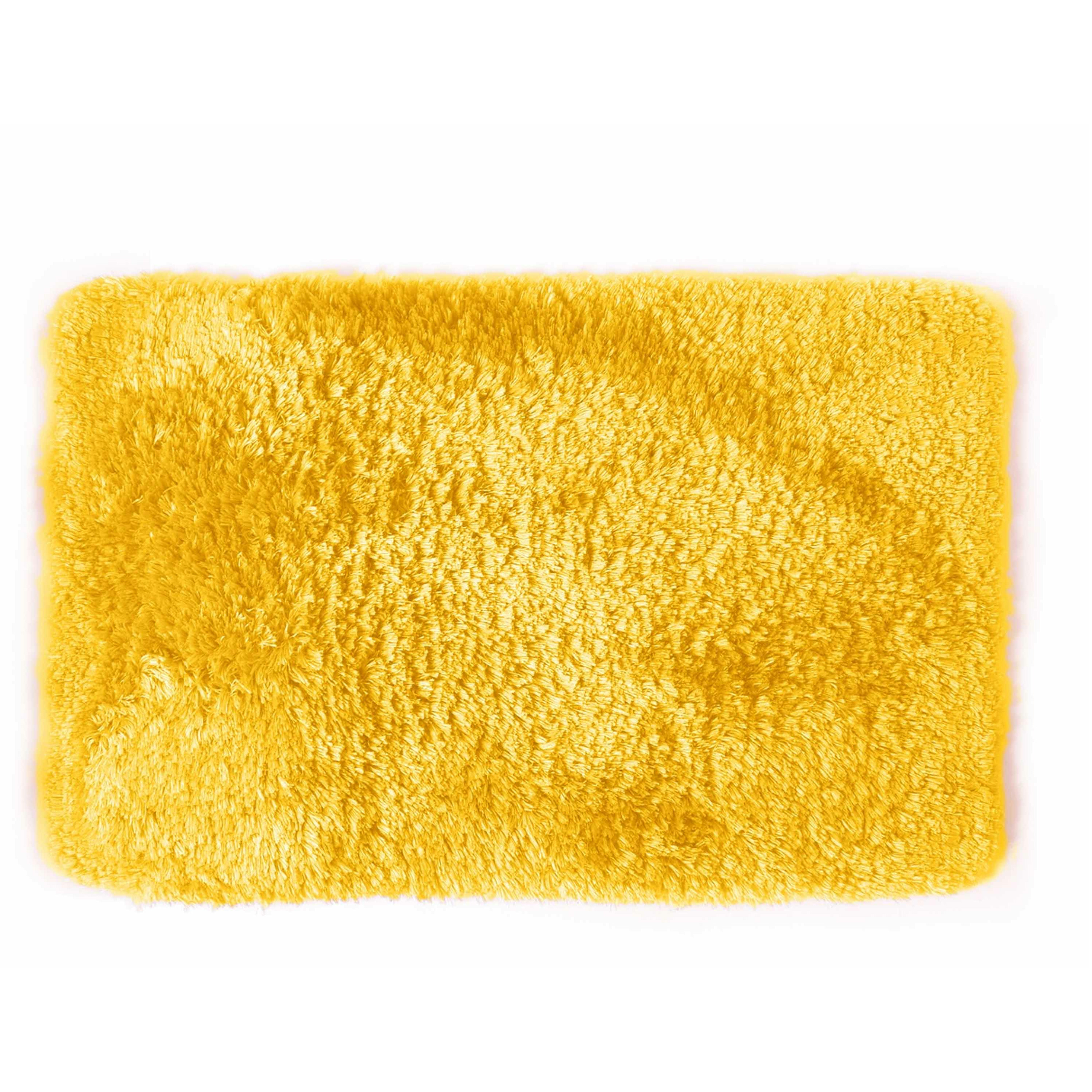 Spirella badkamer vloer kleedje-badmat tapijt hoogpolig en luxe uitvoering geel 40 x 60 cm Microfibe