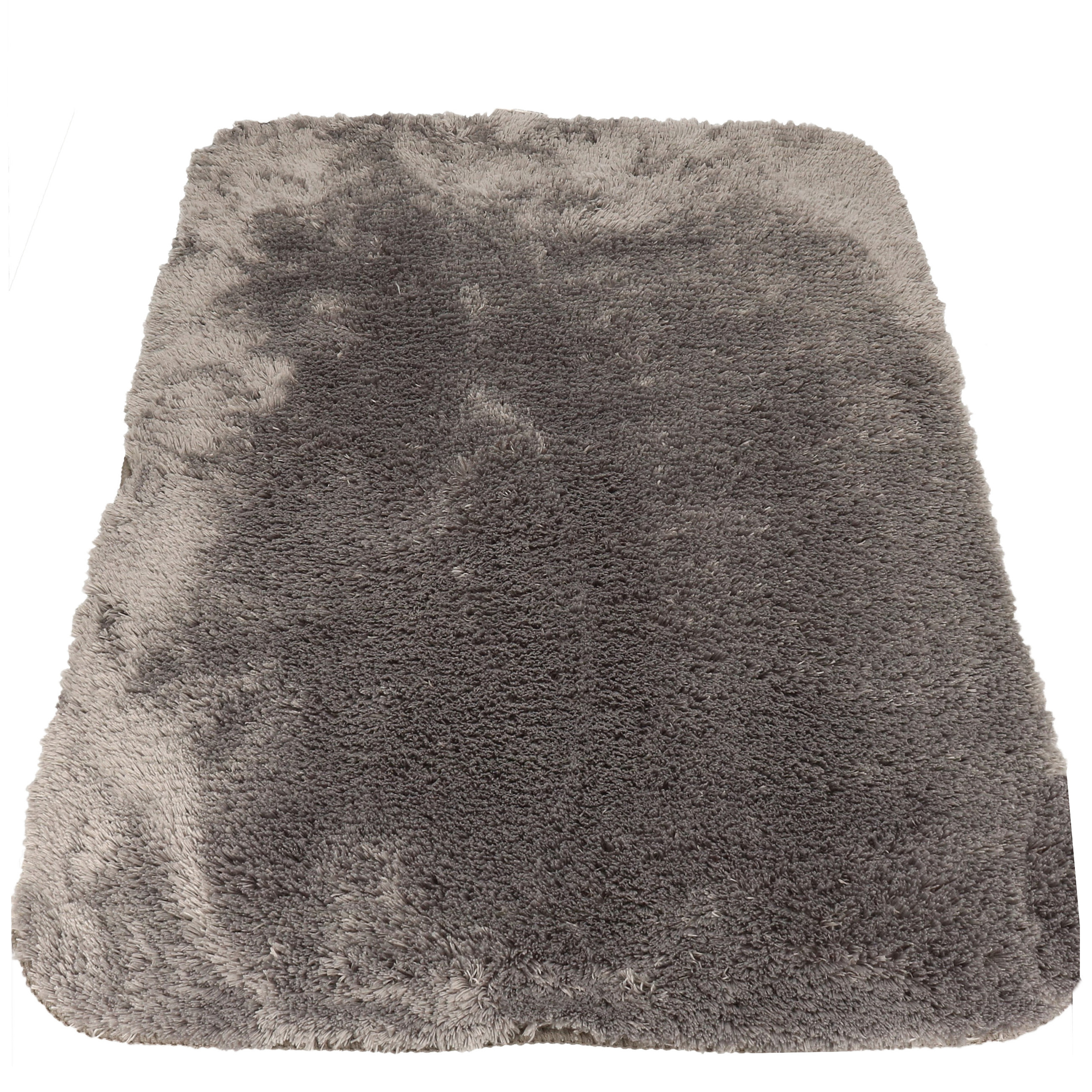 Spirella badkamer vloer kleedje-badmat tapijt hoogpolig en luxe uitvoering grijs 60 x 90 cm Microfib
