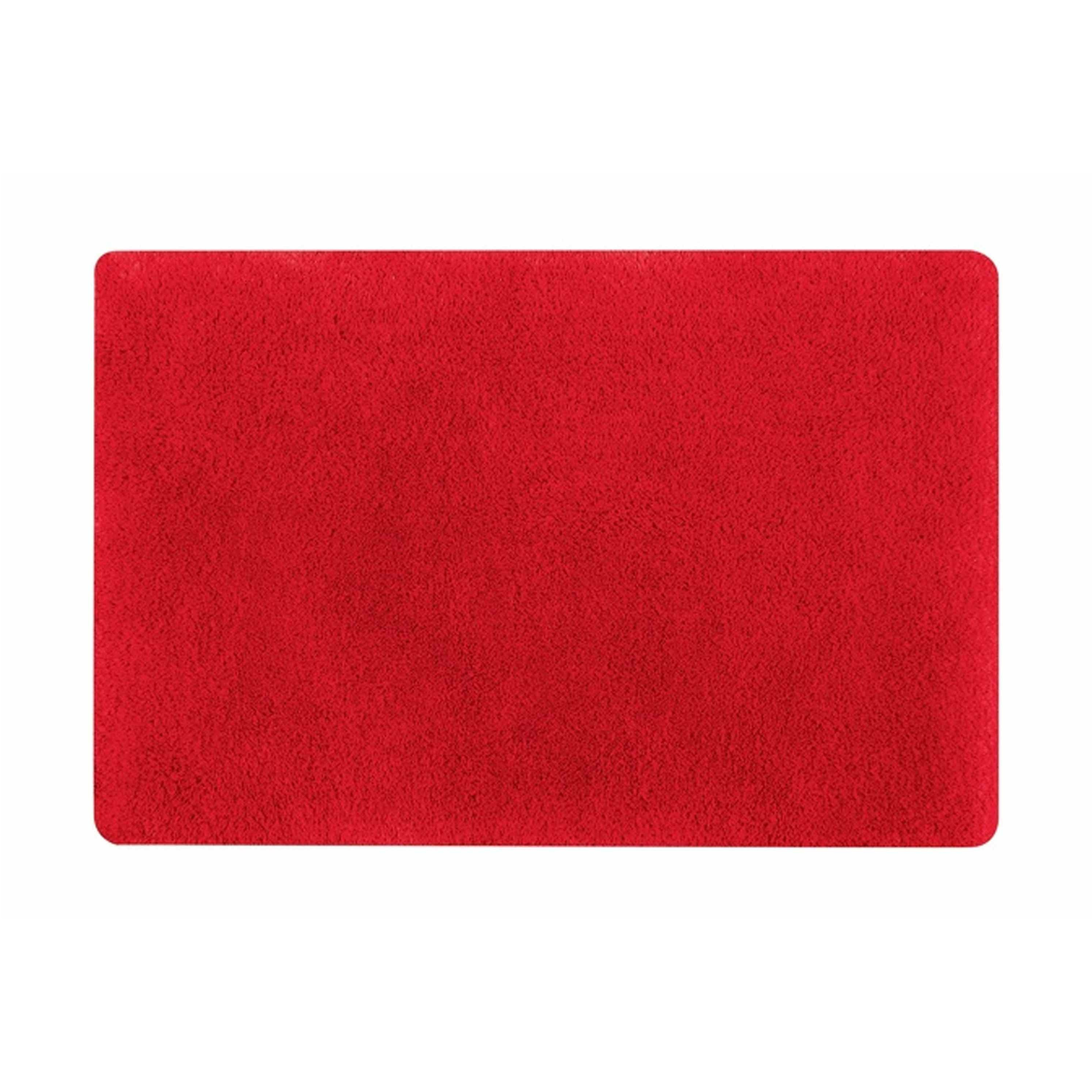 Spirella badkamer vloer kleedje-badmat tapijt hoogpolig en luxe uitvoering rood 50 x 80 cm Microfibe