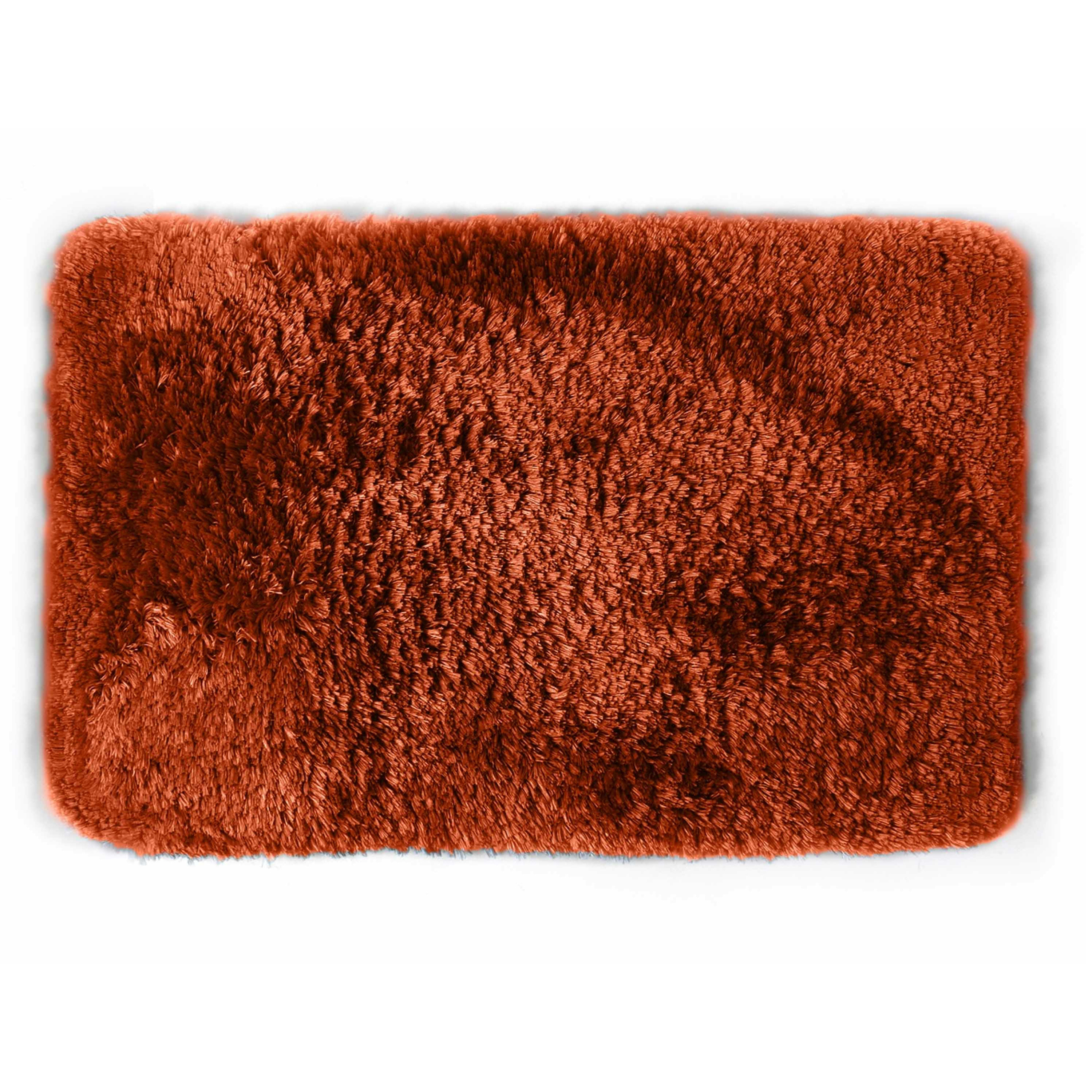 Spirella badkamer vloer kleedje-badmat tapijt hoogpolig en luxe uitvoering terracotta 40 x 60 cm Mic