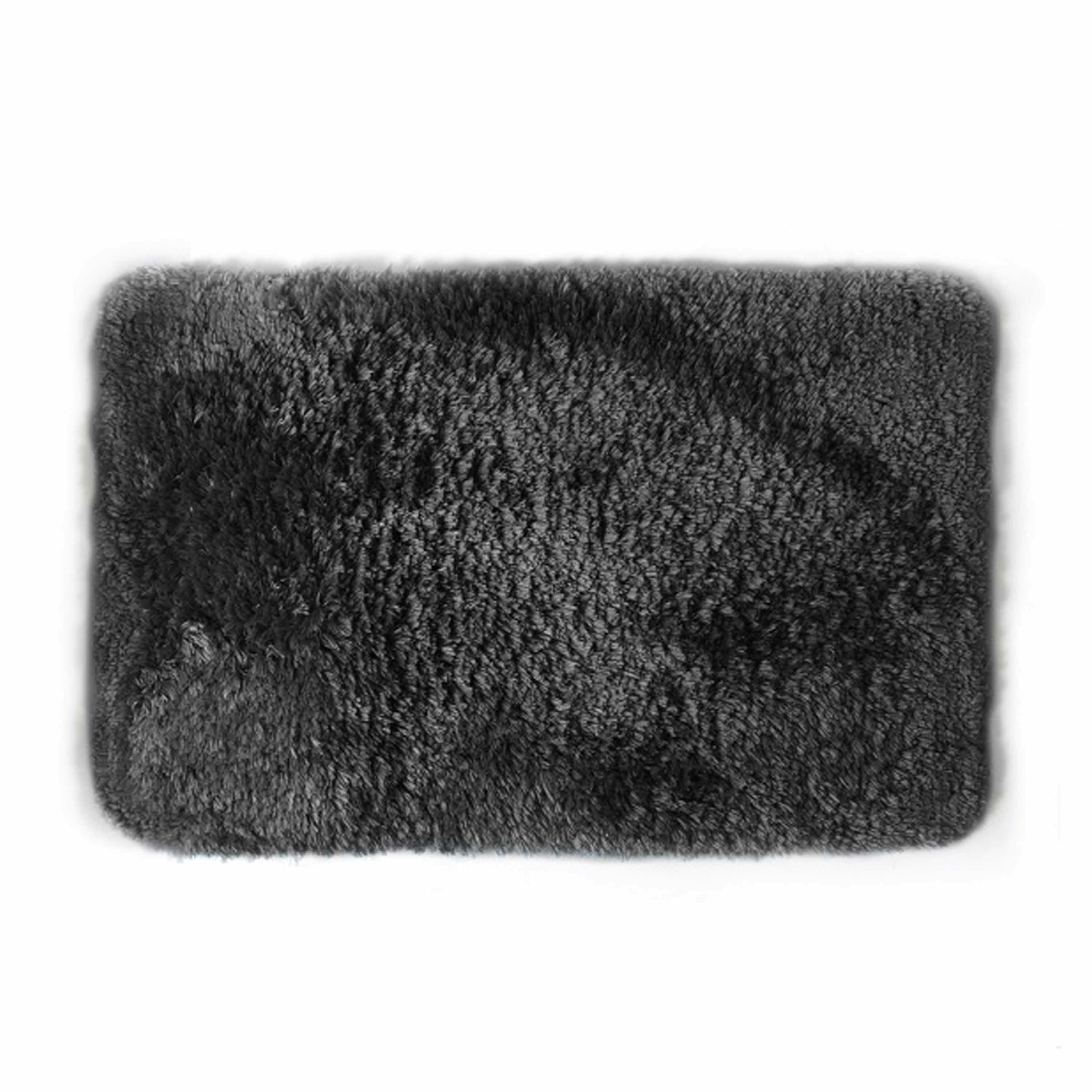 Spirella badkamer vloer kleedje-badmat tapijt hoogpolig en luxe uitvoering zwart 40 x 60 cm Microfib
