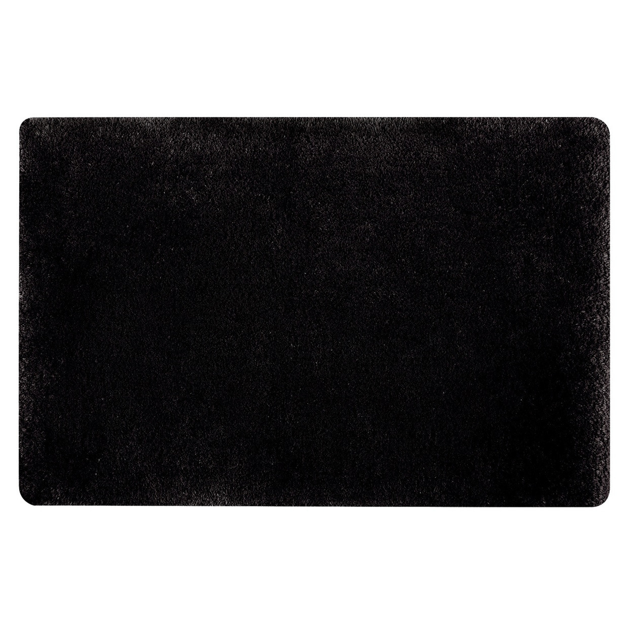 Spirella badkamer vloer kleedje-badmat tapijt hoogpolig en luxe uitvoering zwart 50 x 80 cm Microfib