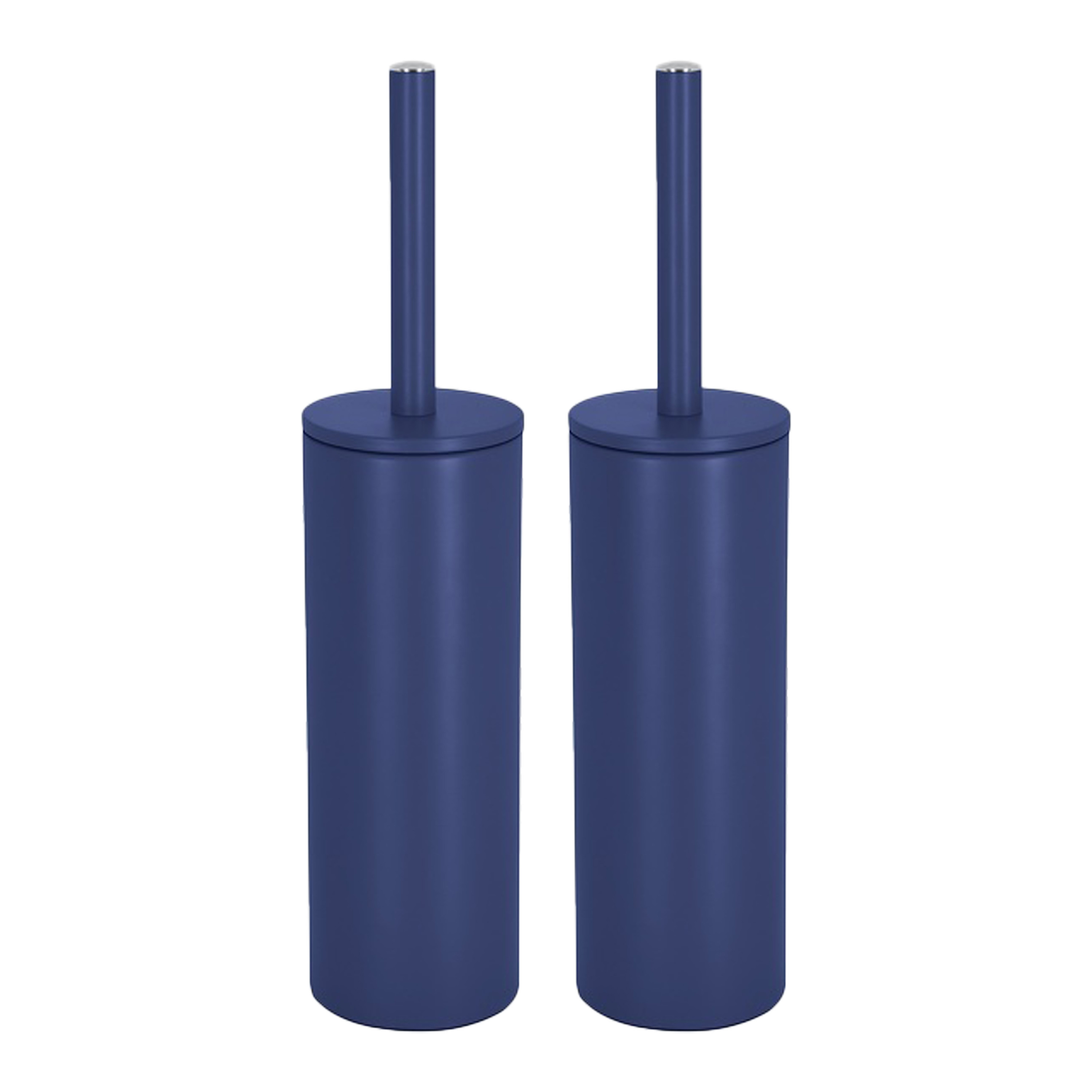 Spirella Luxe Toiletborstel in houder Cannes 2x donkerblauw metaal 40 x 9 cm met binnenbak