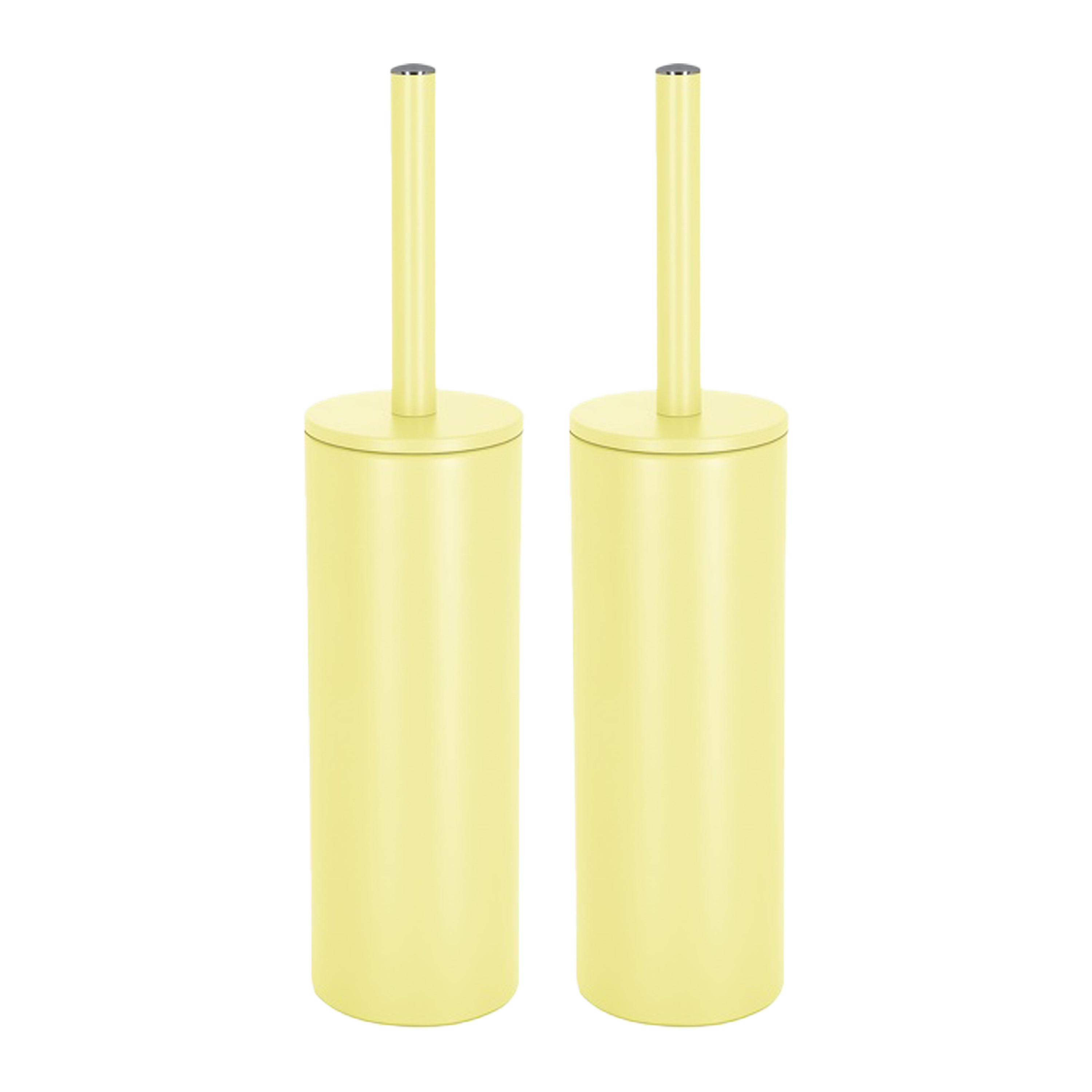 Spirella Luxe Toiletborstel in houder Cannes 2x geel metaal 40 x 9 cm met binnenbak