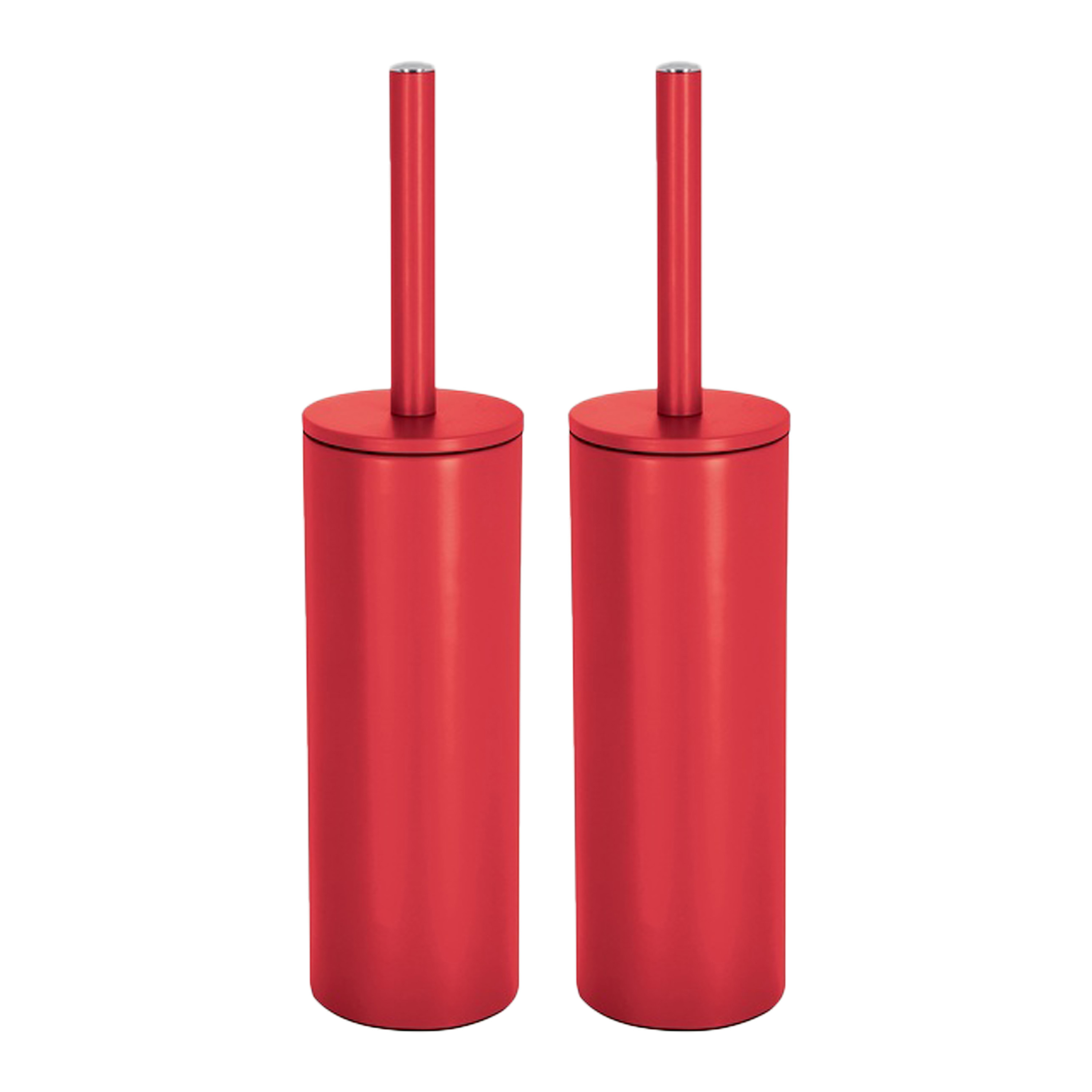 Spirella Luxe Toiletborstel in houder Cannes 2x rood metaal 40 x 9 cm met binnenbak