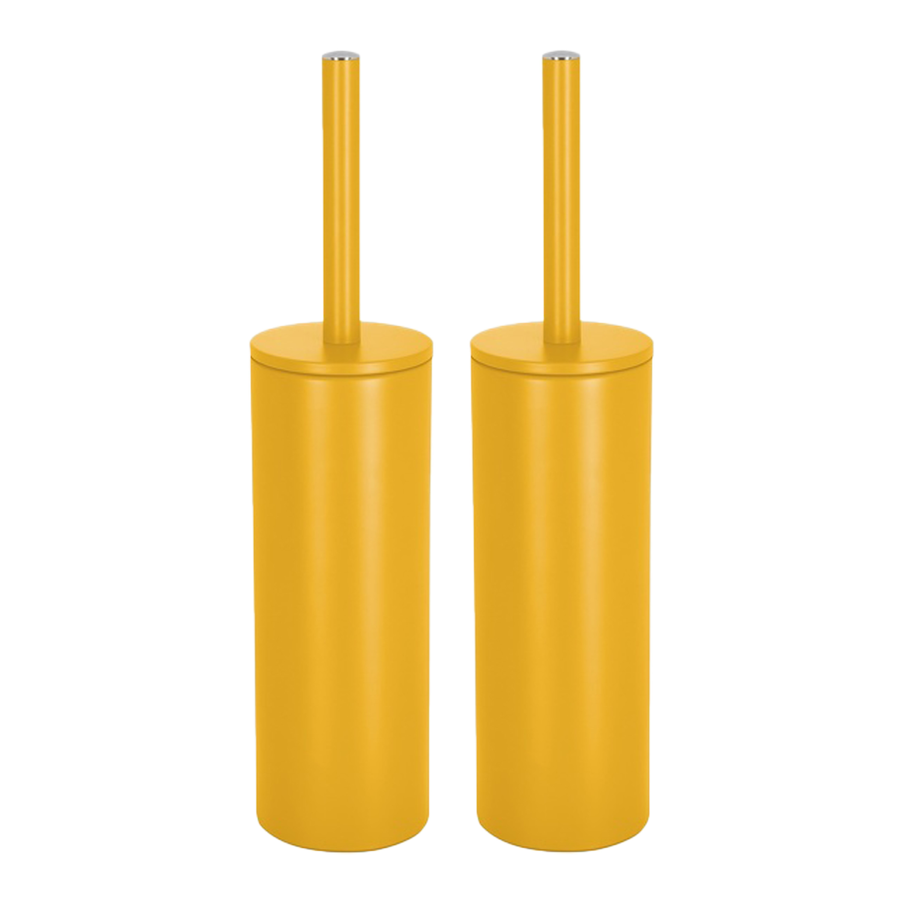 Spirella Luxe Toiletborstel in houder Cannes 2x saffraan geel metaal 40 x 9 cm met binnenbak