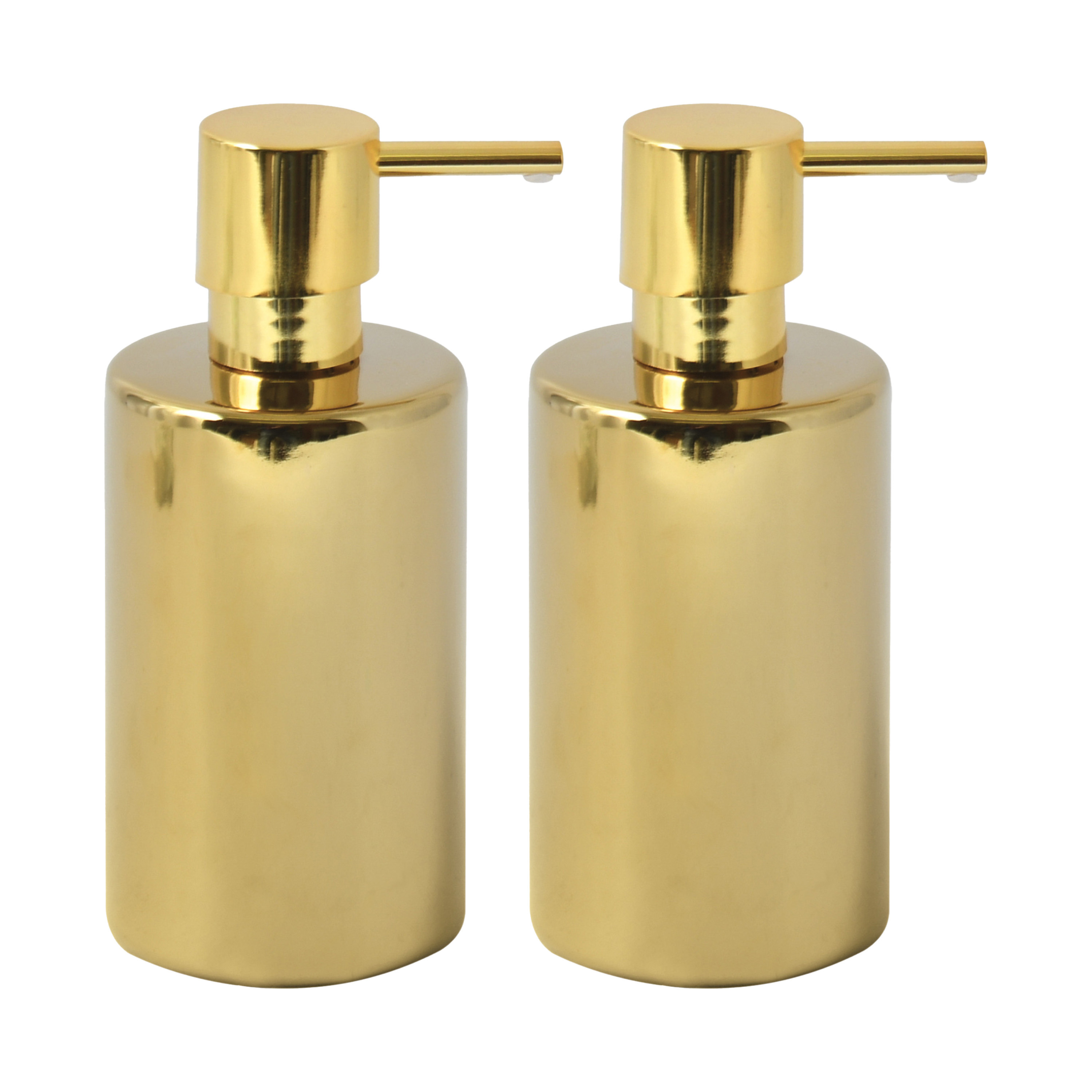 Spirella zeeppompje-dispenser Sienna 2x glans goud porselein 16 x 7 cm 300 ml sanitair