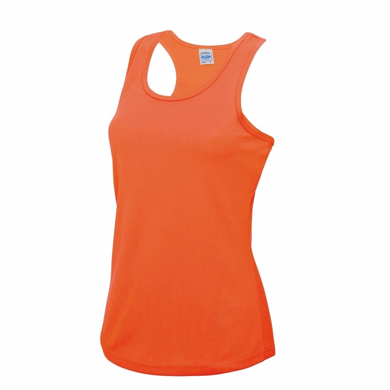 Sportkleding sneldrogend neon oranje dames hemd