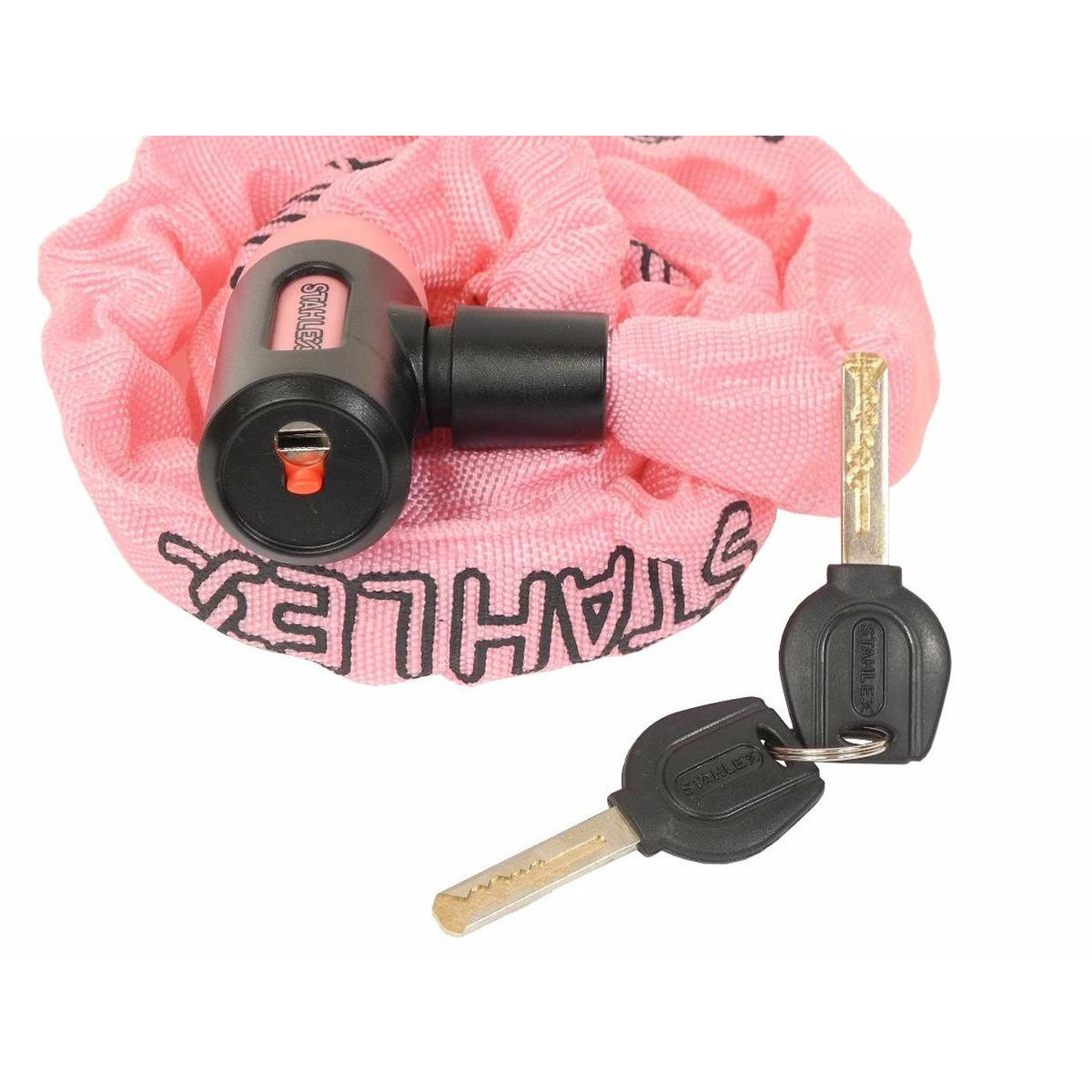 Stahlex Kettingslot roze 120 cm 2 sleutels scooter-fiets kabelslot