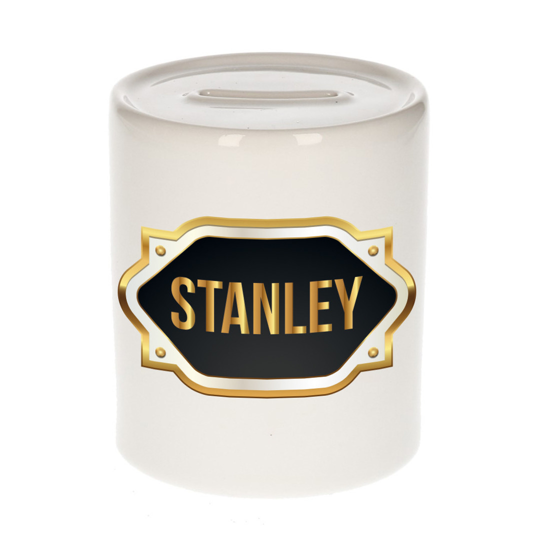 Stanley naam-voornaam kado spaarpot met embleem