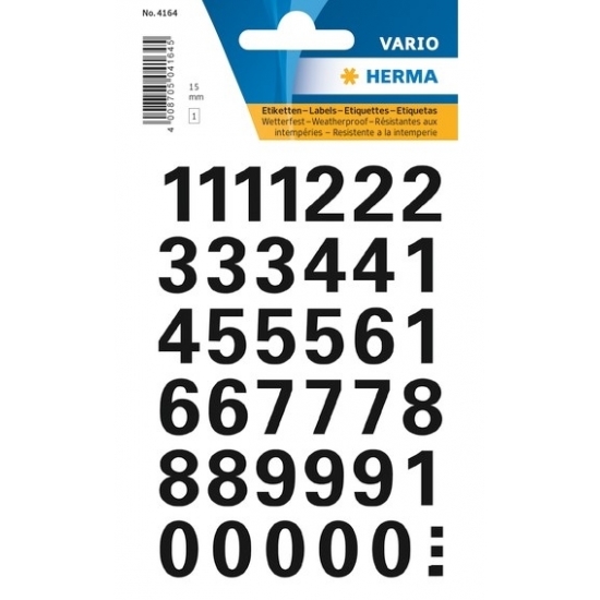 Stickervel met 144x cijfers in het zwart van 1,5 cm