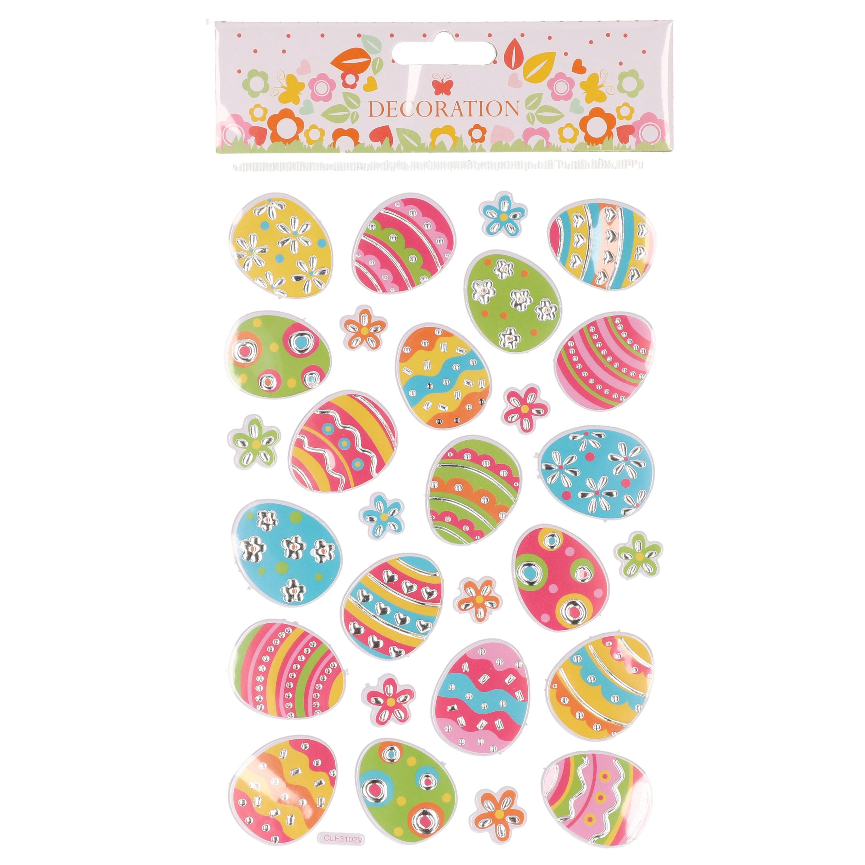 Stickervel met vrolijk gekleurde paaseieren 27 stickers Pasen thema