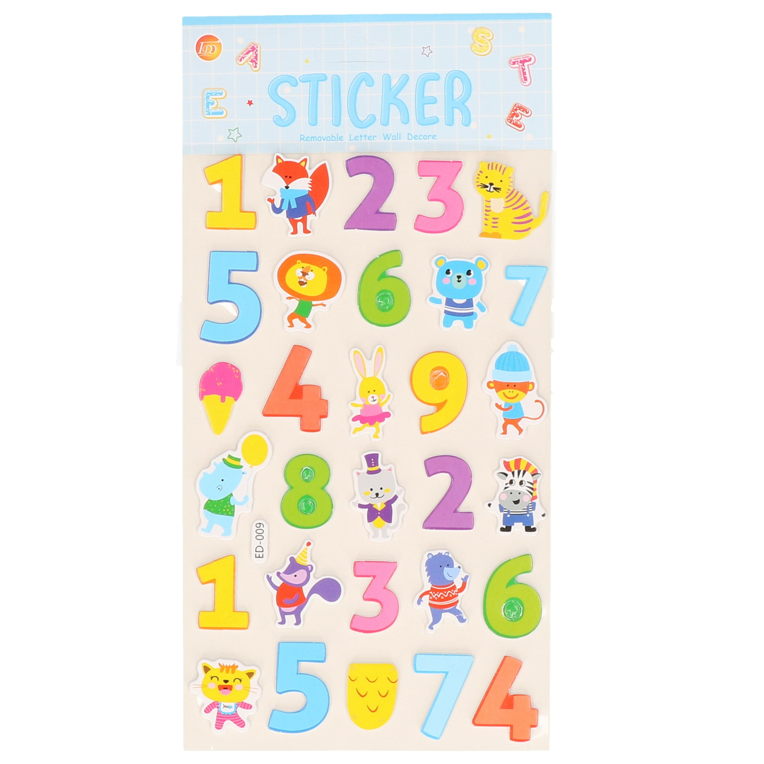Stickervelletjes 25x sticker cijfers 0-9- gekleurd nummers