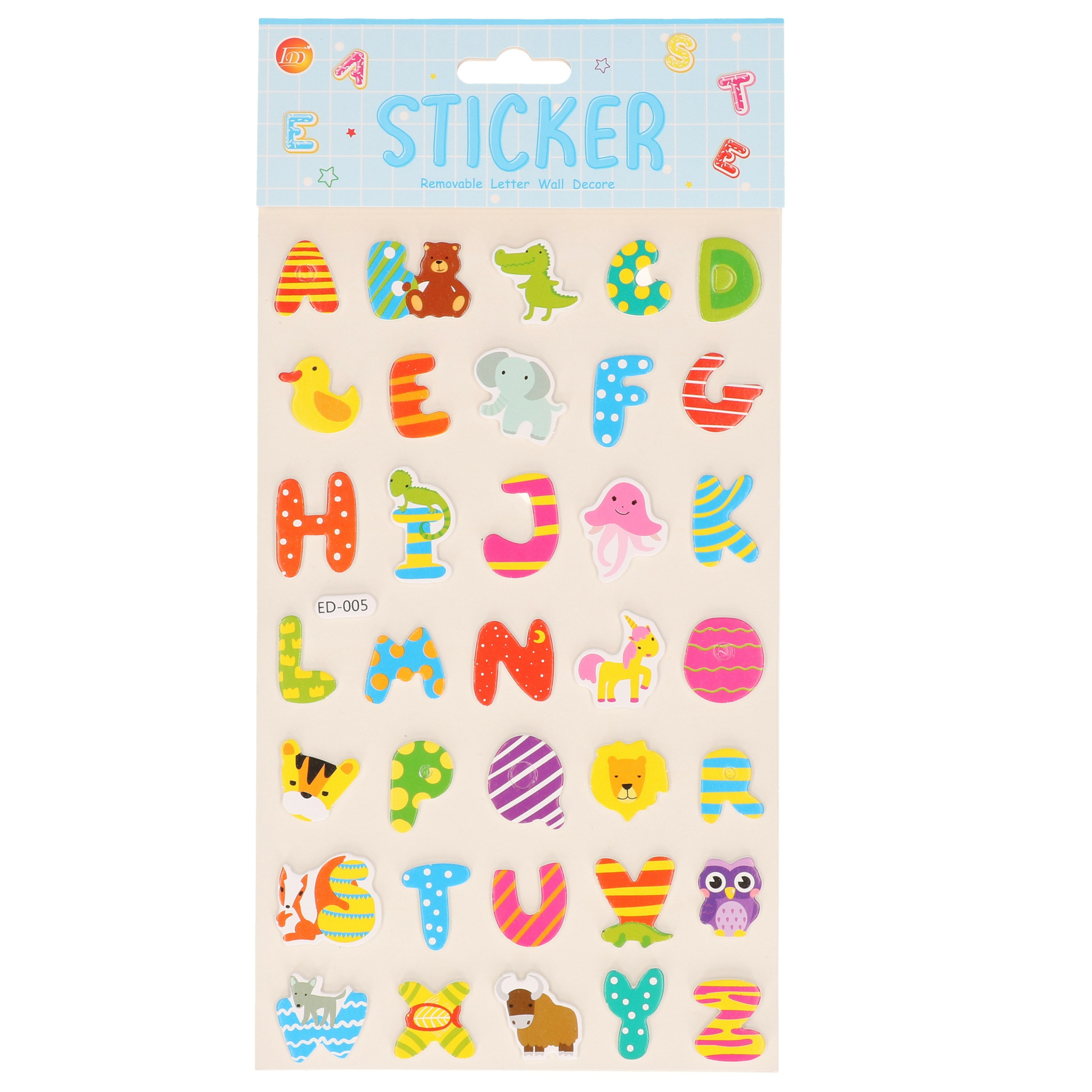 Stickervelletjes 34x sticker letters A-Z gekleurdÂ alfabet