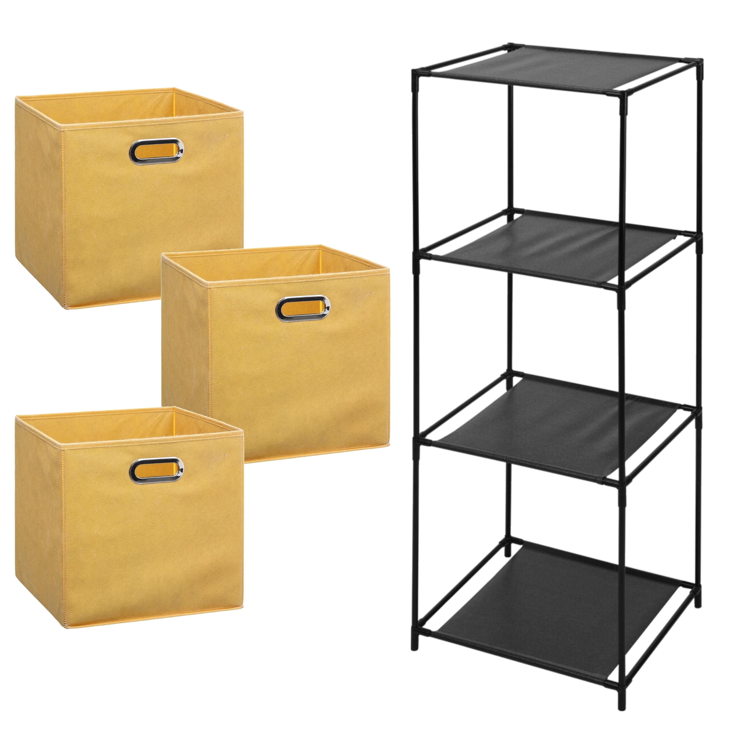Storage Solutions Opbergrek Smartrack met 3x mandjes stof geel 34 x 104 cm