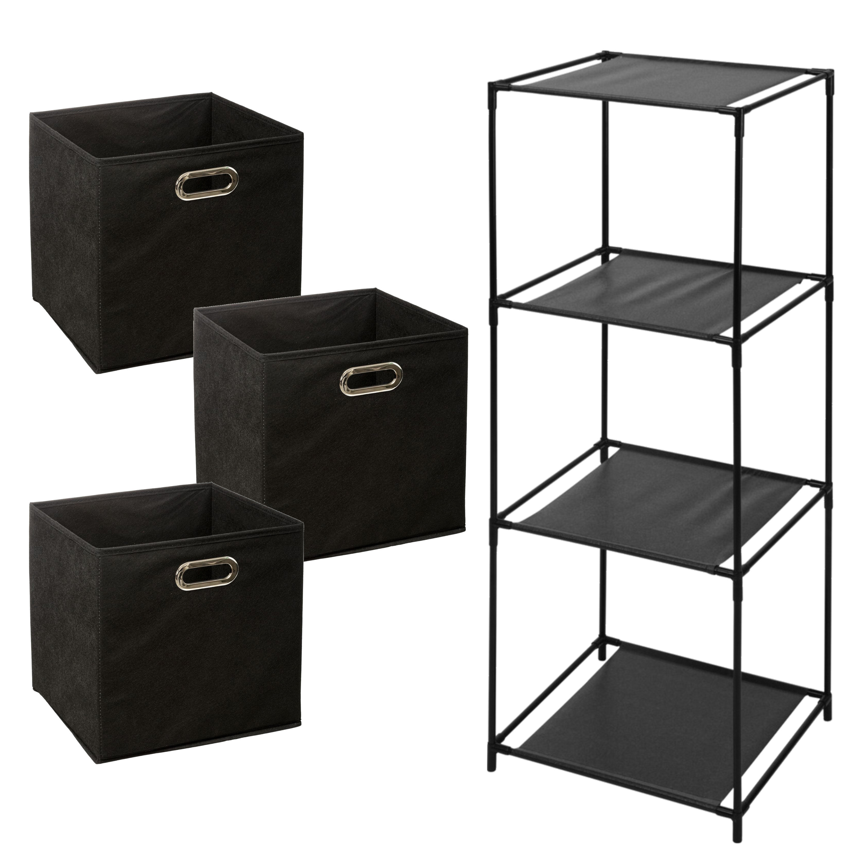 Storage Solutions Opbergrek Smartrack met 3x mandjes stof zwart 34 x 104 cm