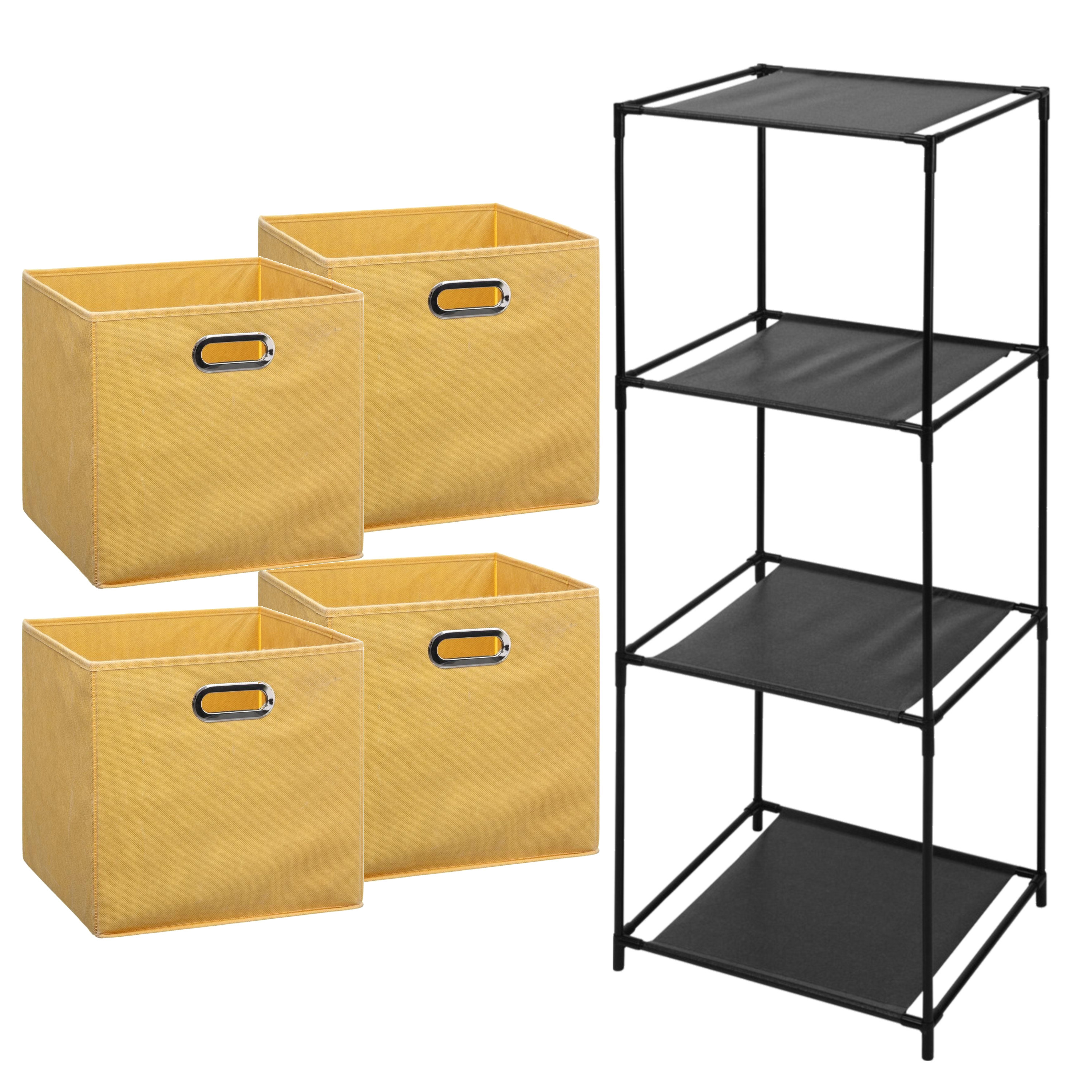 Storage Solutions Opbergrek Smartrack met 4x mandjes stof geel 34 x 104 cm