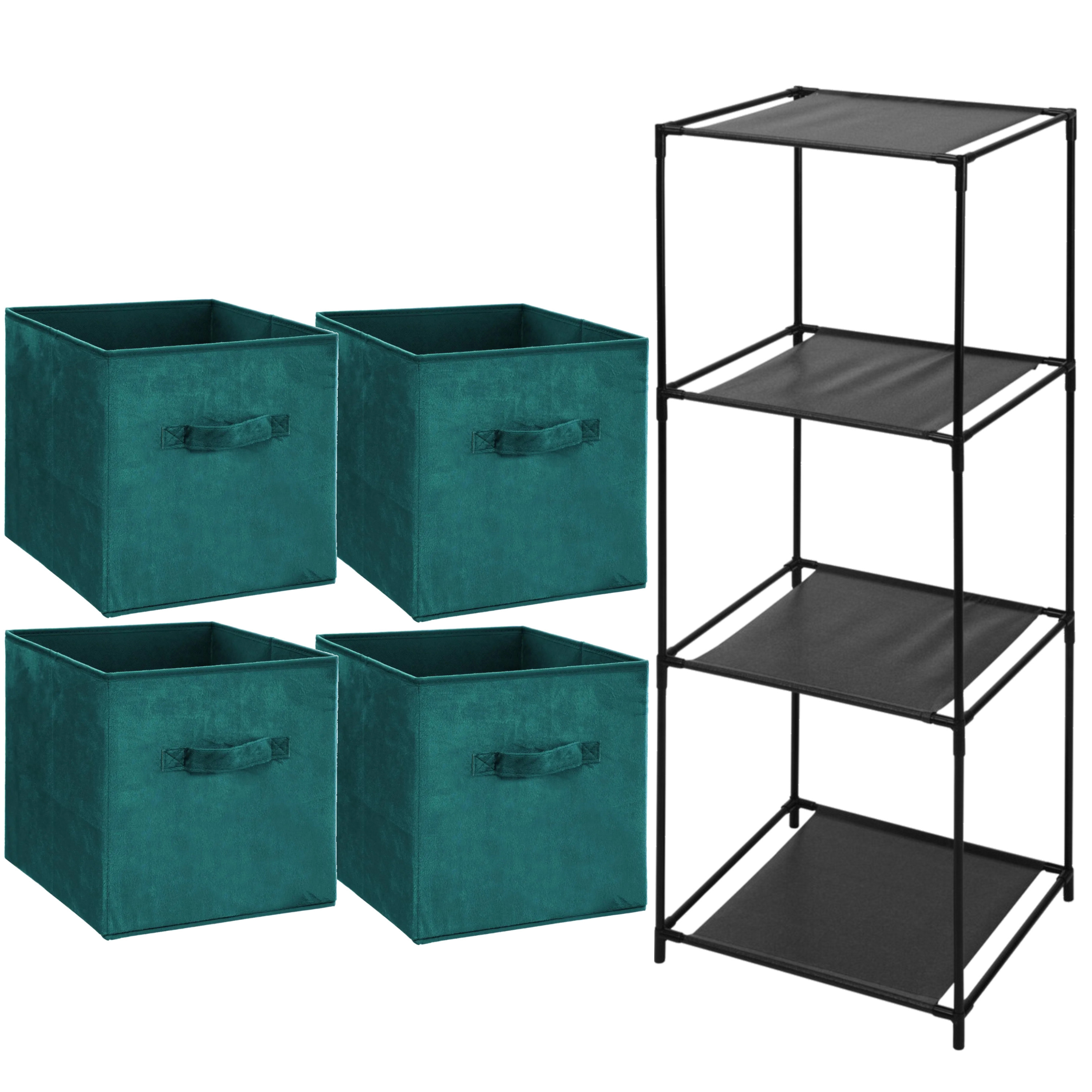 Storage Solutions Opbergrek Smartrack met 4x mandjes stof groen 34 x 104 cm