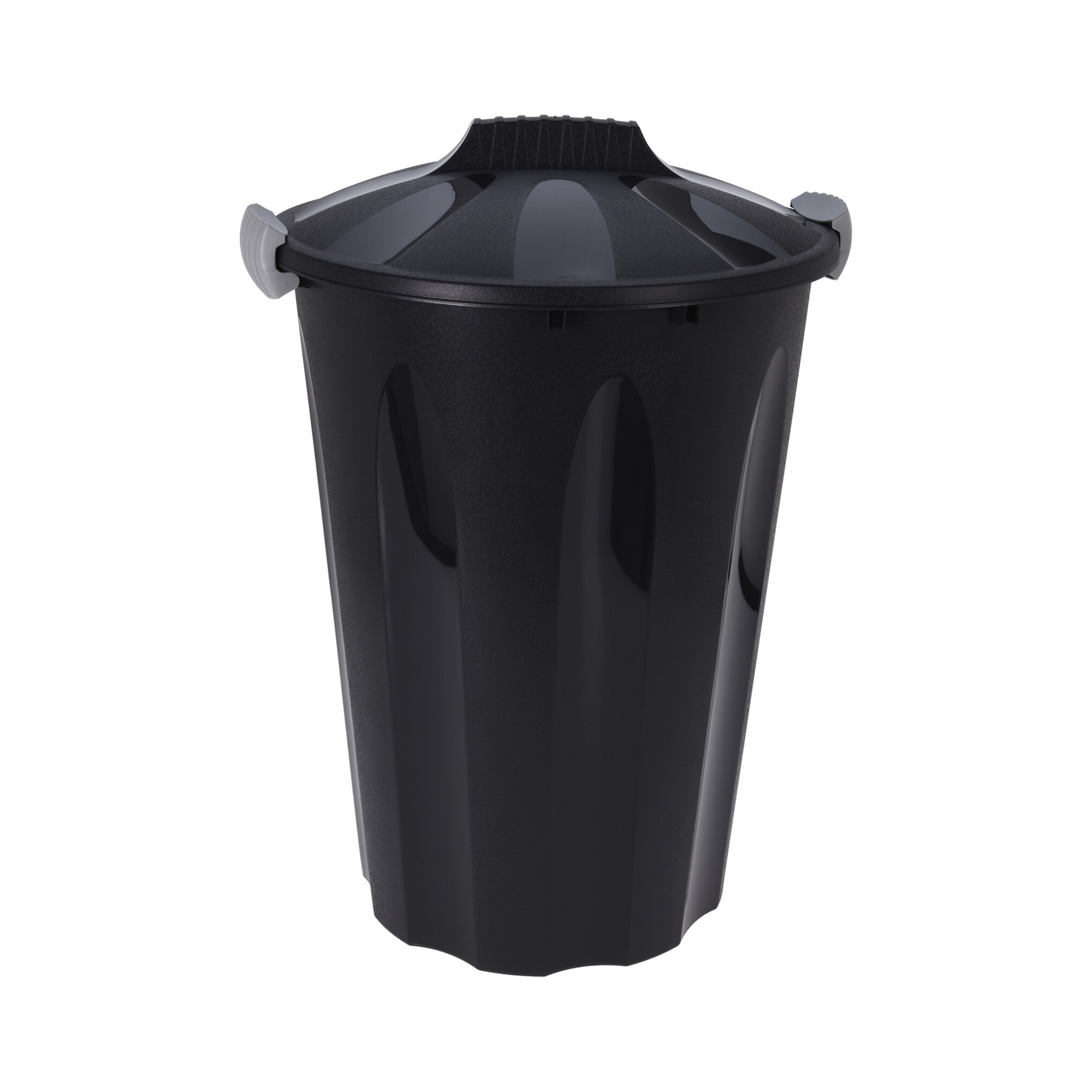 Storage Solutions wasmand met deksel 40 liter zwart kunststof