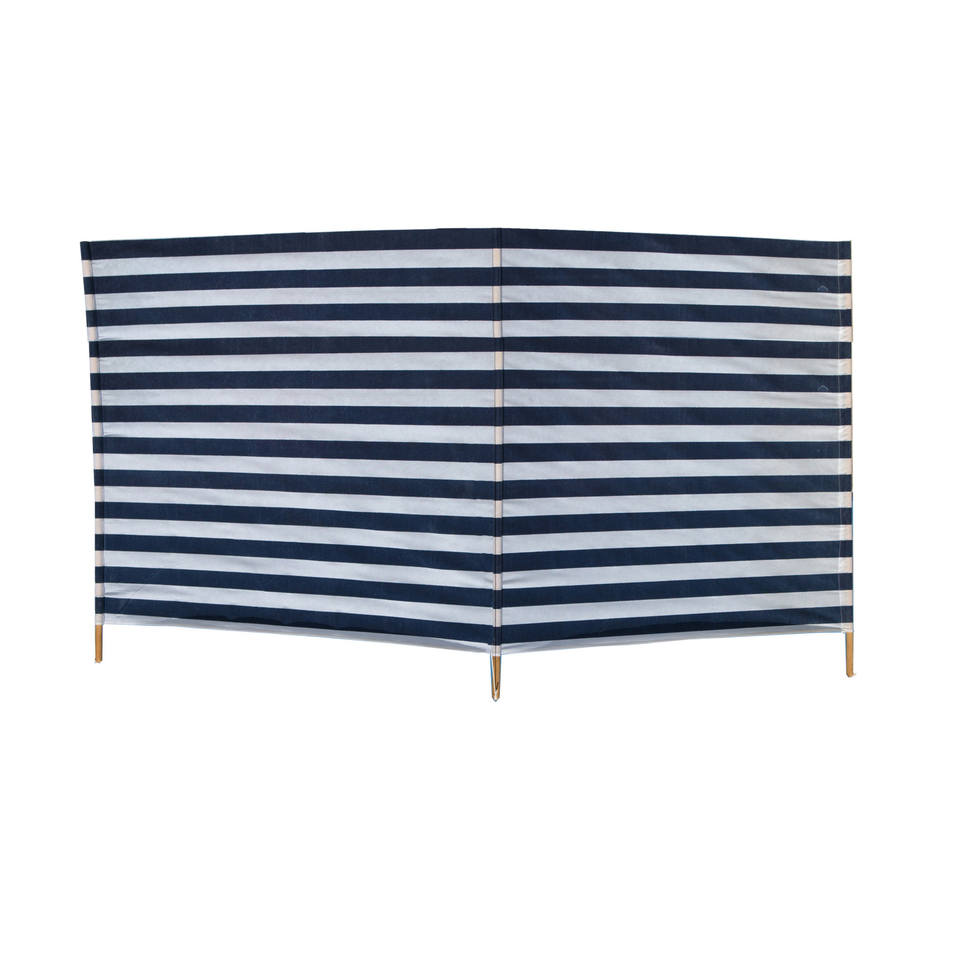 Strand-camping windscherm gestreept wit-donkerblauw 240 cm x 120 cm