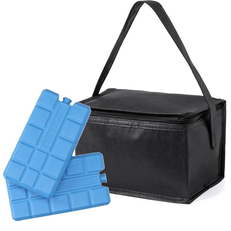 Strand sixpack mini koeltasje zwart inclusief 2 koelelementen