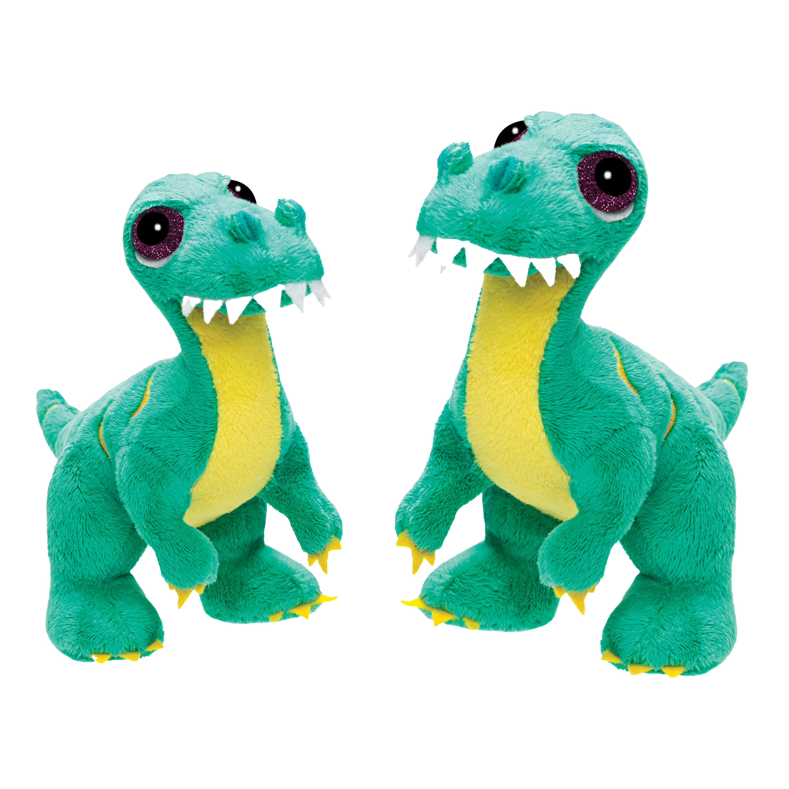 Suki gifts Pluche knuffeldieren set 2x dinosaurus Brontosaurussen 17 en 21 cm Dino thema