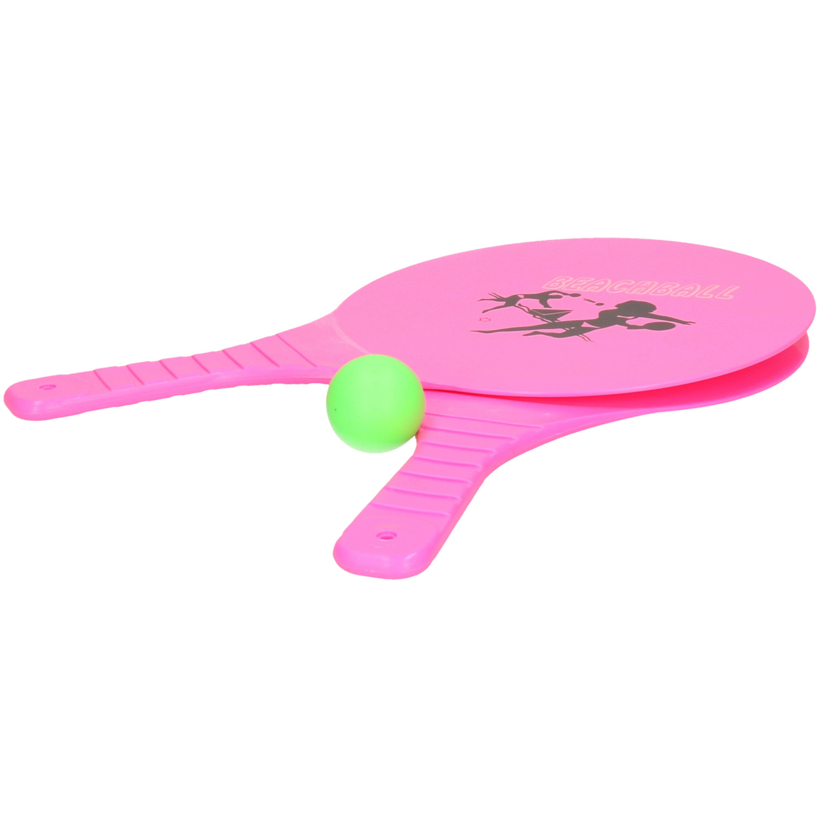 Summertime Beachball set buitenspeelgoed fuchsia roze Rackets-batjes en bal Tennis ballenspel