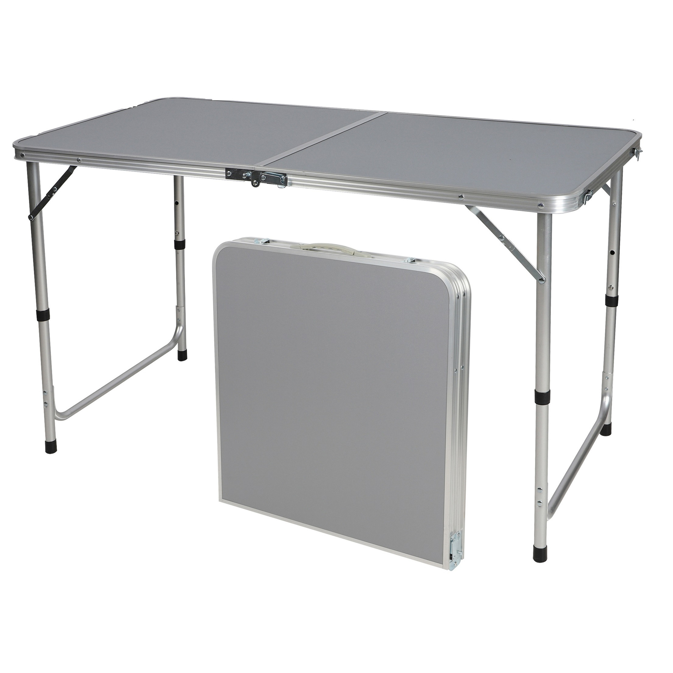 Sunnydays camping tafel aluminium opvouwbaar grijs L120 x B60 x H67 cm Bijzettafels