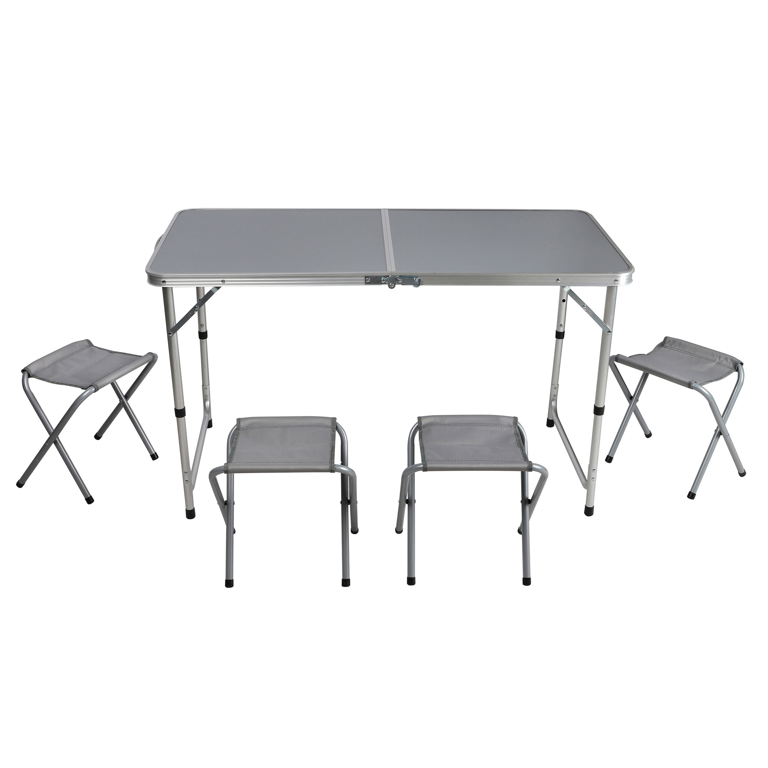 Sunnydays camping tafel-krukjes opvouwbaar grijs L120 x B60 x H67 cm - Bijzettafels