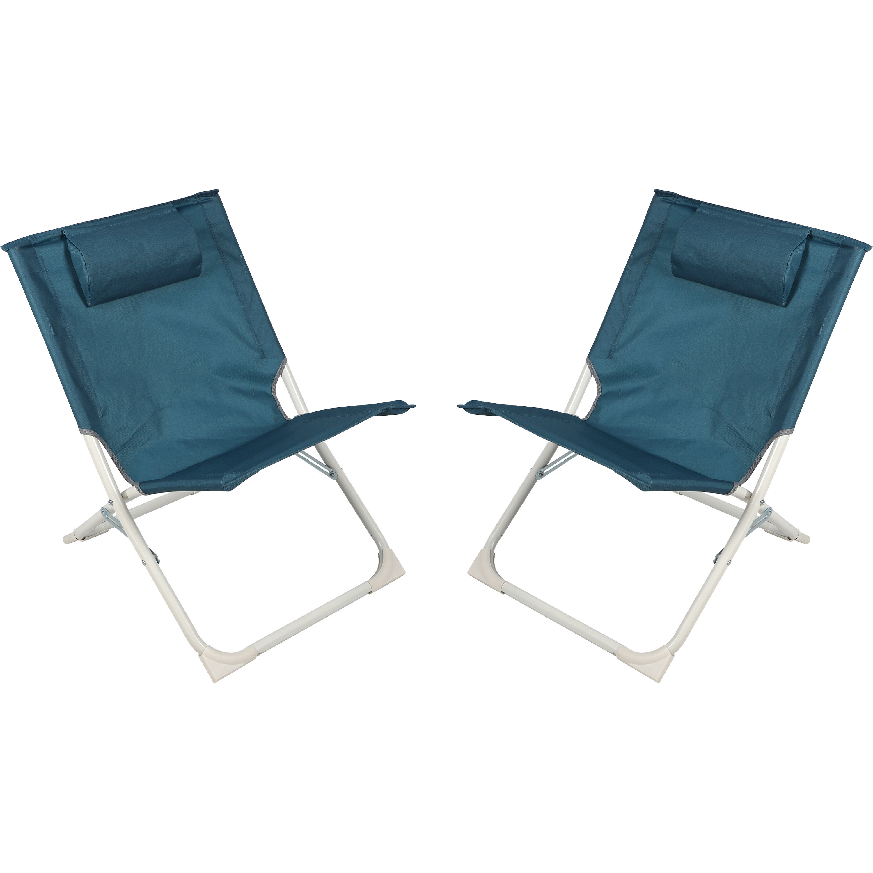 Sunnydays Havana camping-strand stoel 2x aluminium inklapbaar blauw L49 x B62 x H61 cm