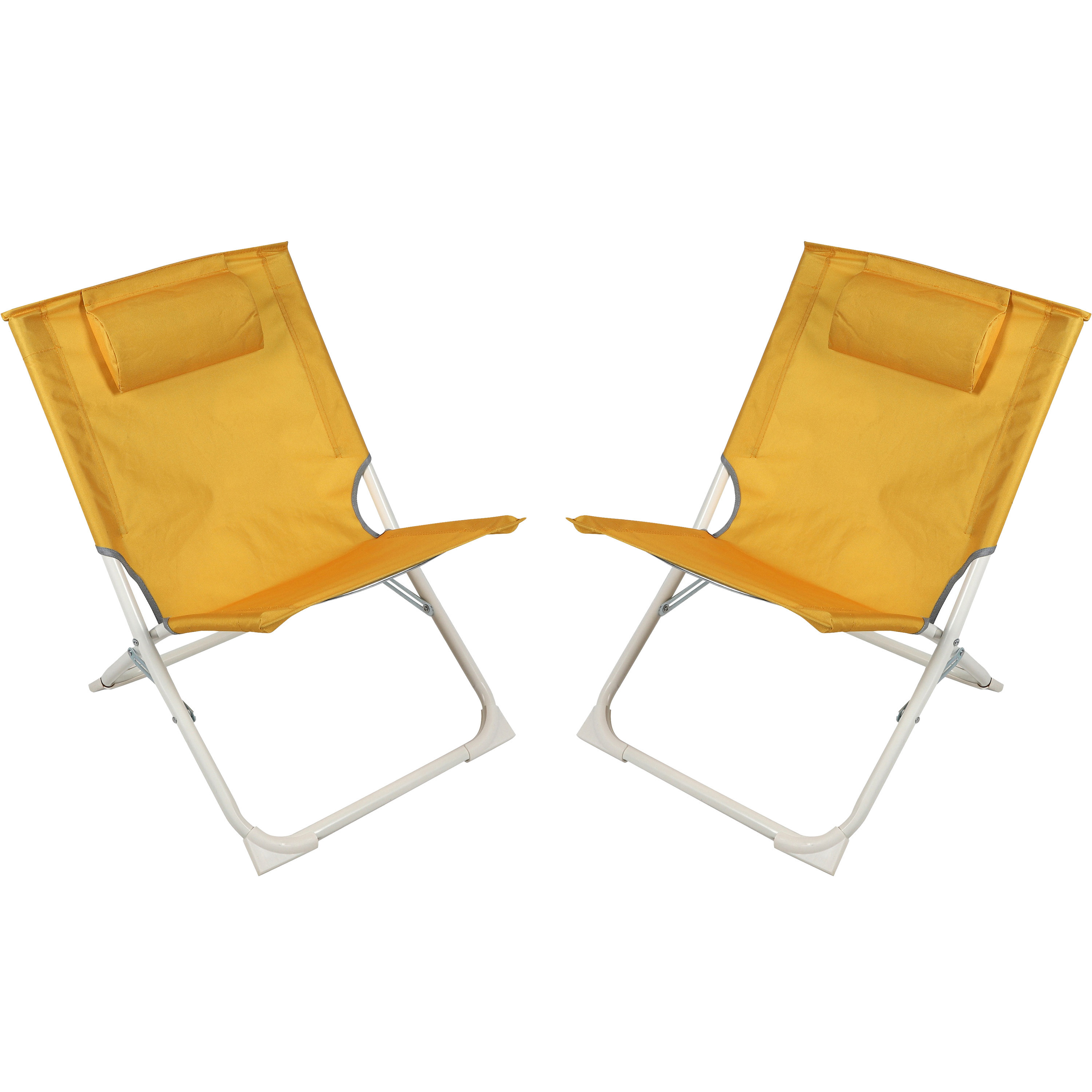 Sunnydays Havana camping-strand stoel 2x aluminium inklapbaar geel L49 x B62 x H61 cm
